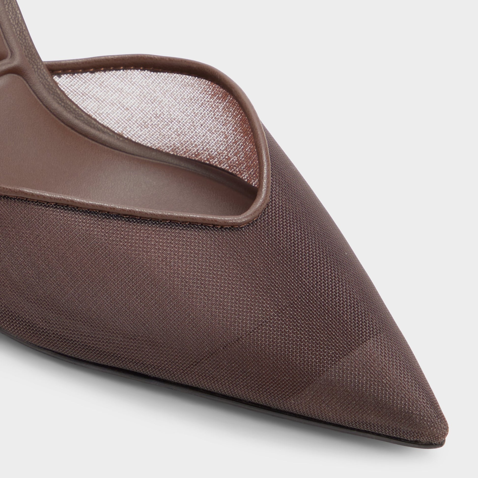 Close-up of the Dark brown Carolline Strappy heeled shoe