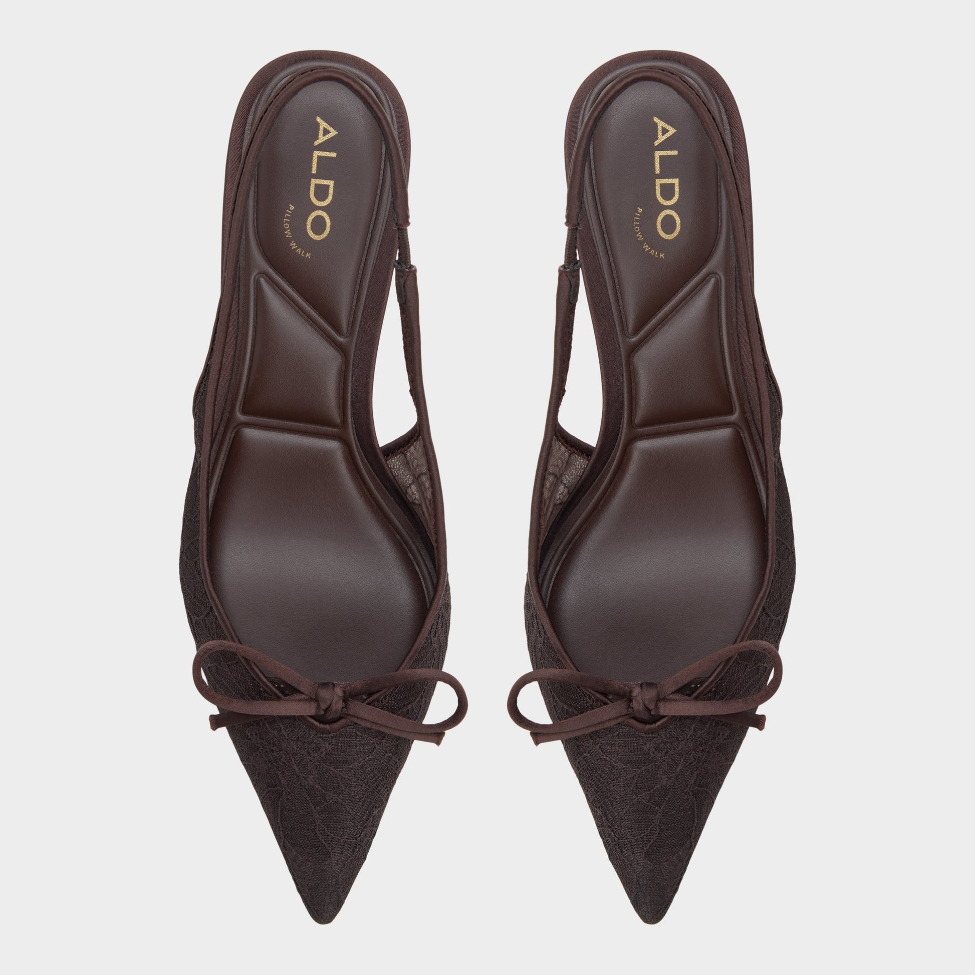 Top-down view of the Dark brown Azaro Slingback kitten heel