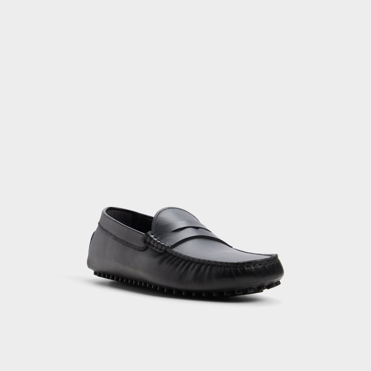 Three-quarter angle of Open black Jaritt Loafer's front side