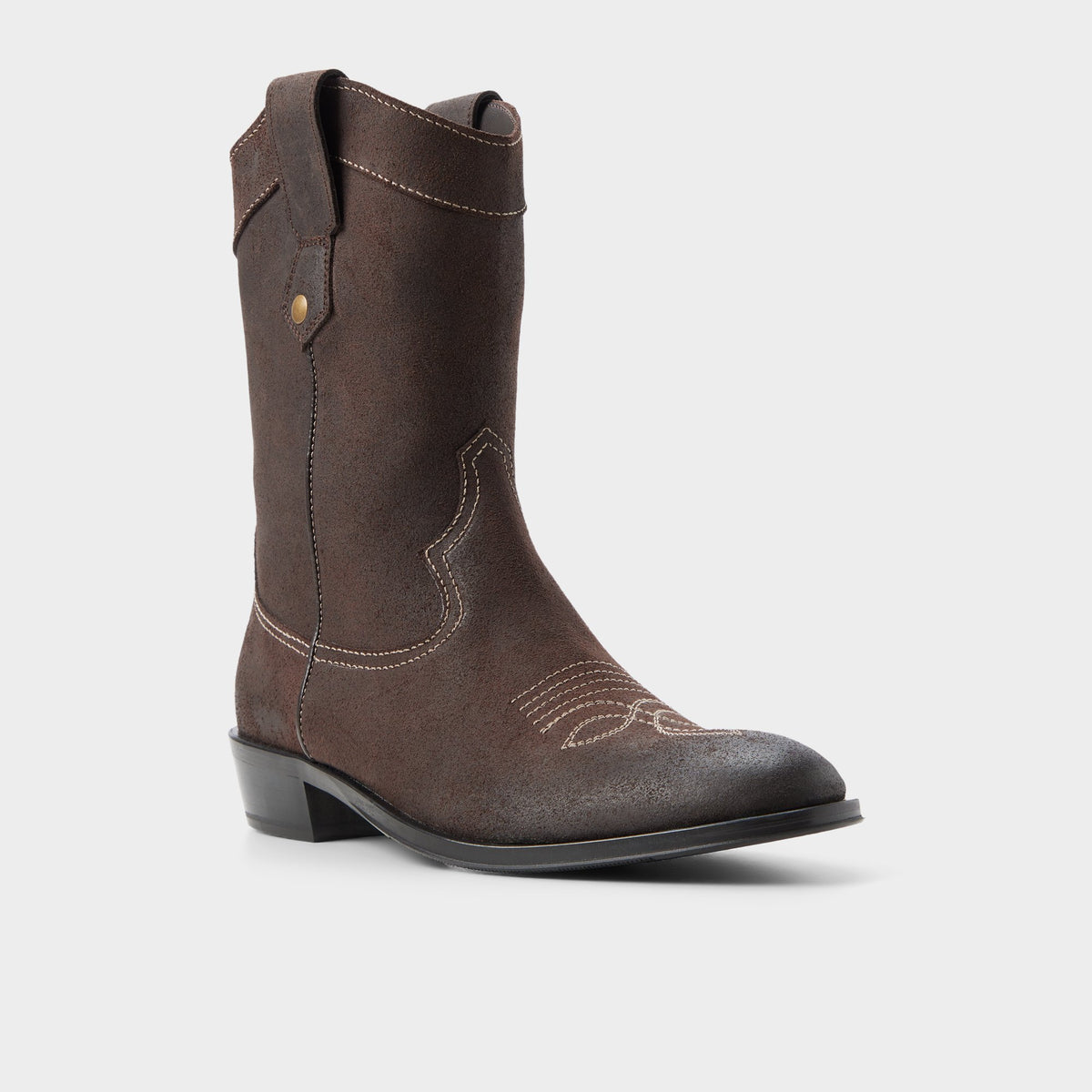 Three-quarter angle of Dark grey Rasmus Western boot's back side