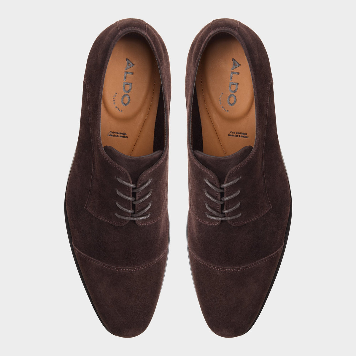 Top-down view of the Brown Alejandro Derby shoe