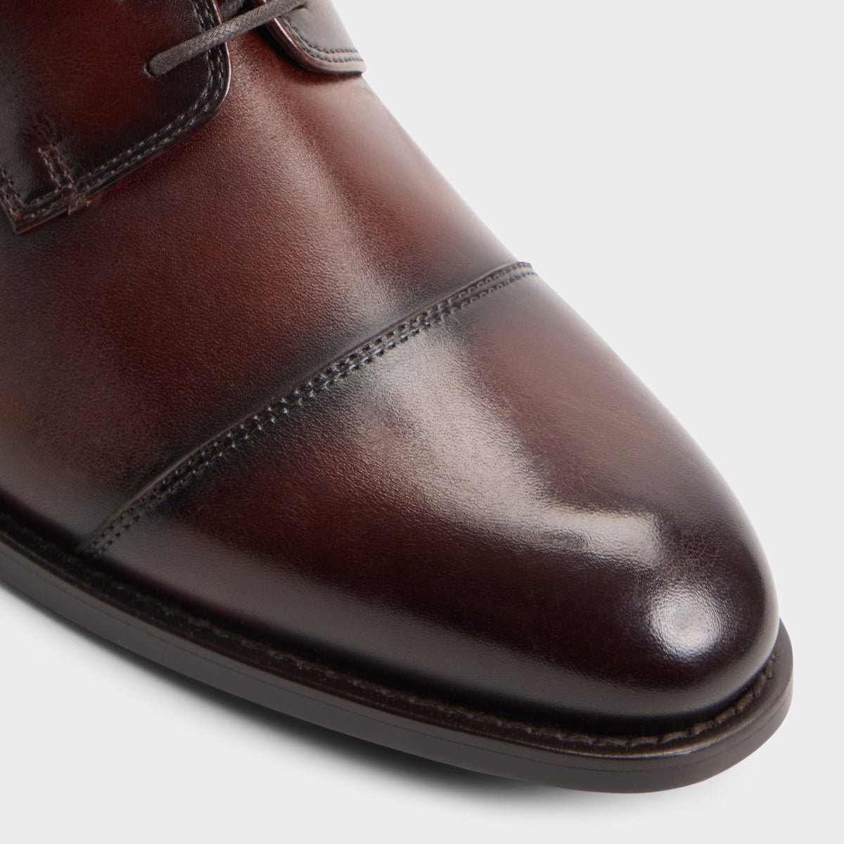 Close-up of the Open brown Alejandro Derby shoe
