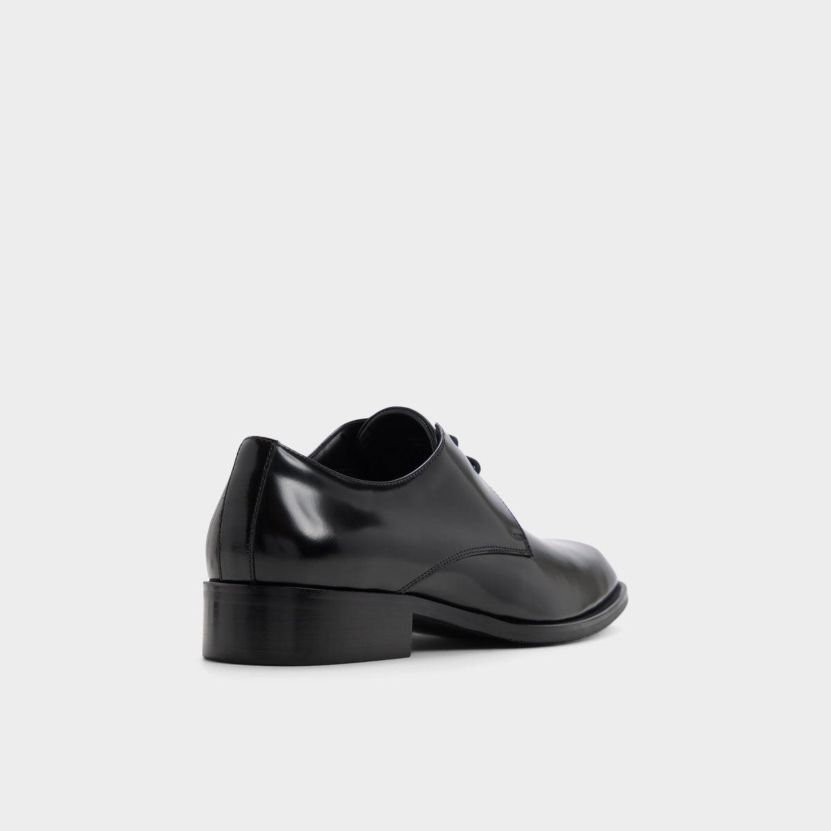 Three-quarter angle of Black Hallow Derby shoe's back side