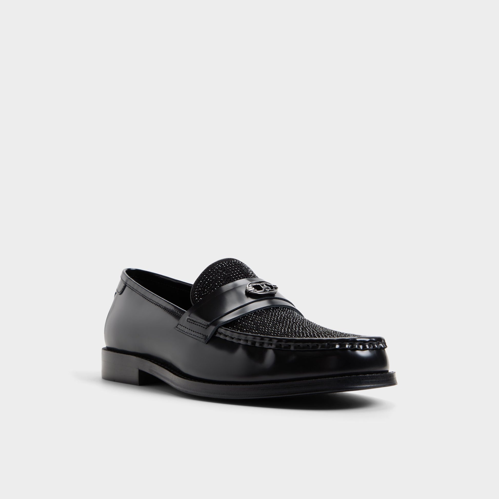Three-quarter angle of Black multi Taro Loafer's front side