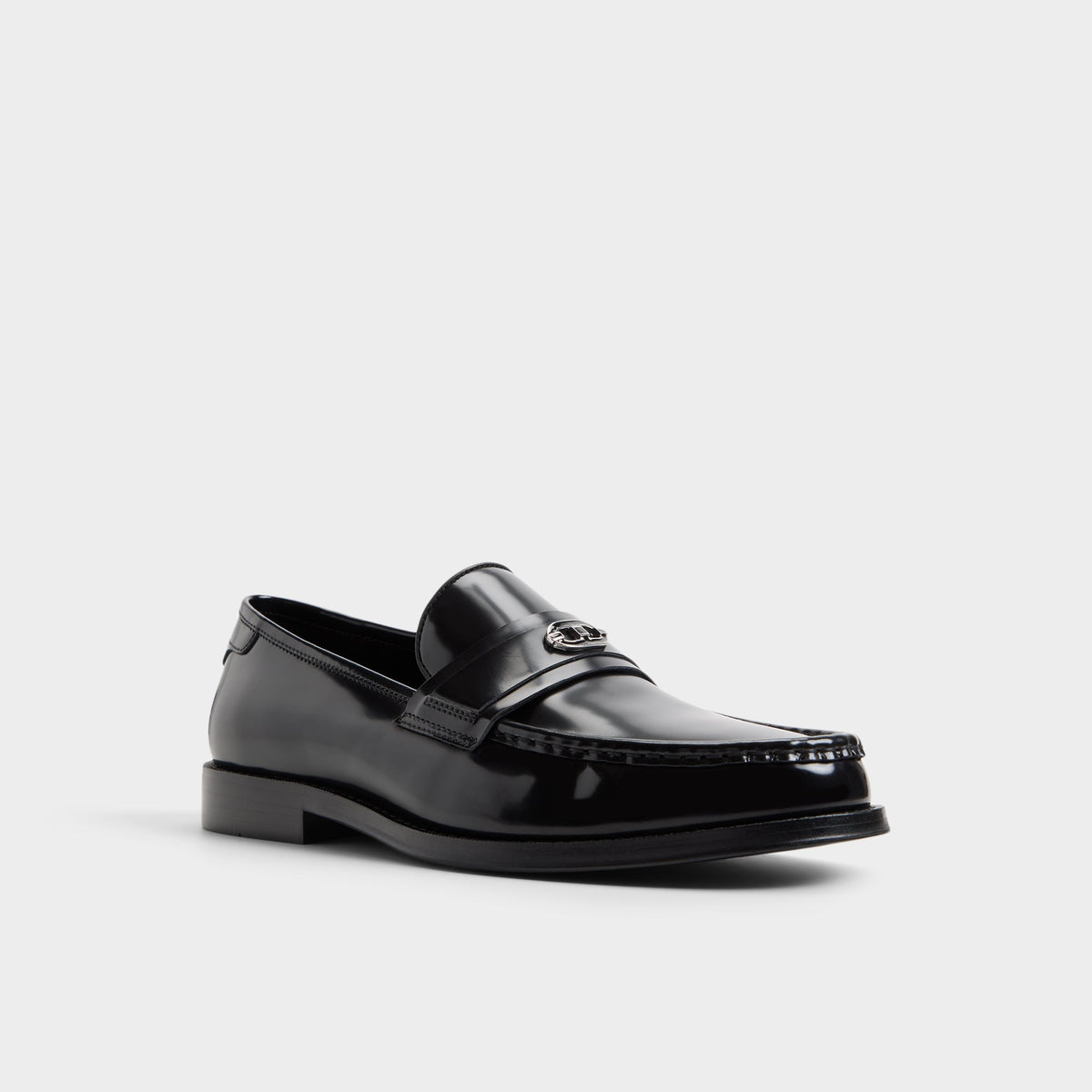 Three-quarter angle of Black Taro Loafer's front side