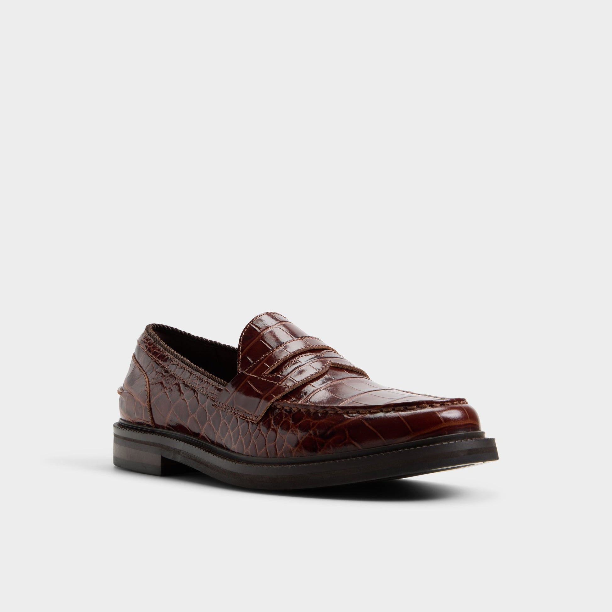 Three-quarter angle of Brown Ruffus Loafer's front side