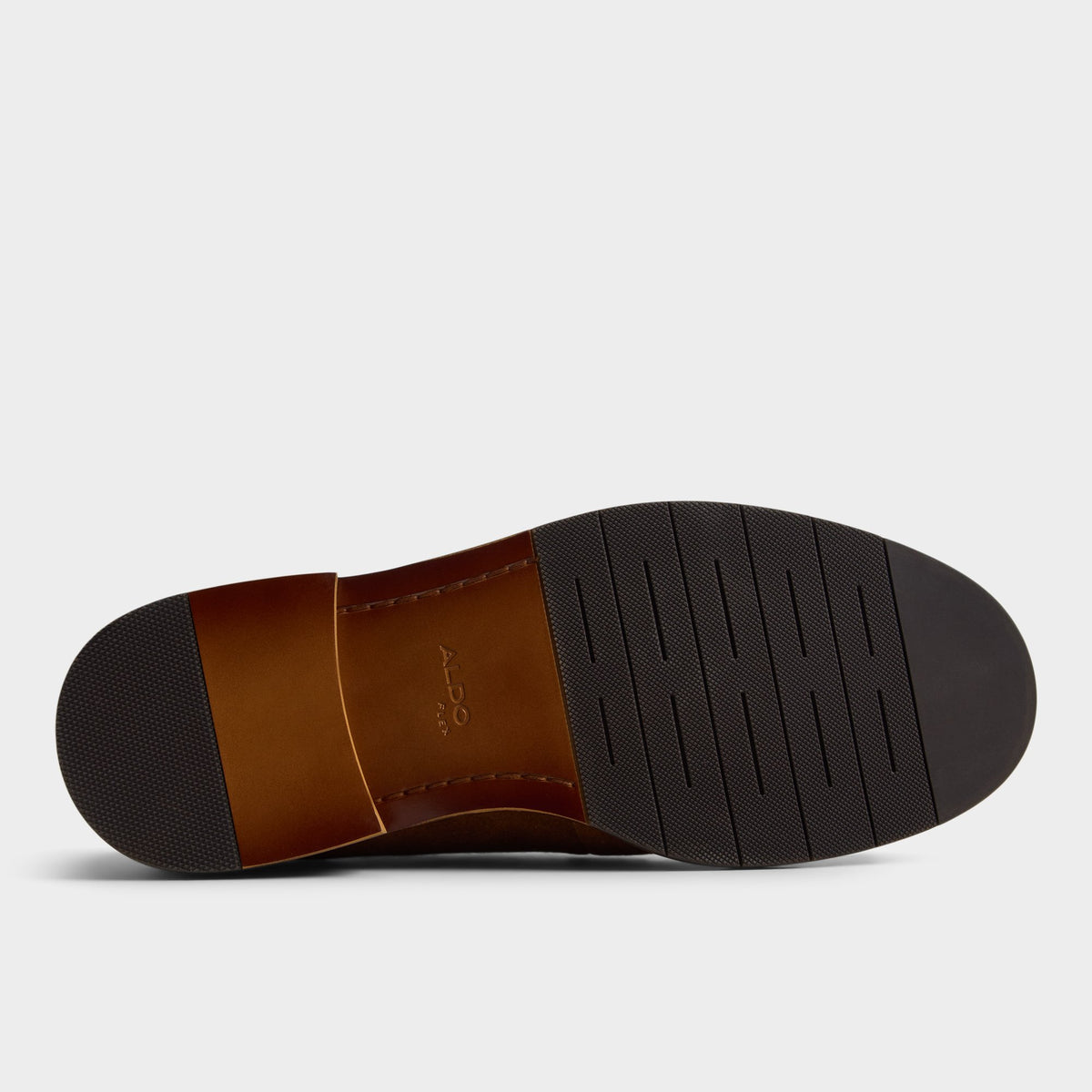 View of Tan Sorento Derby shoe's sole
