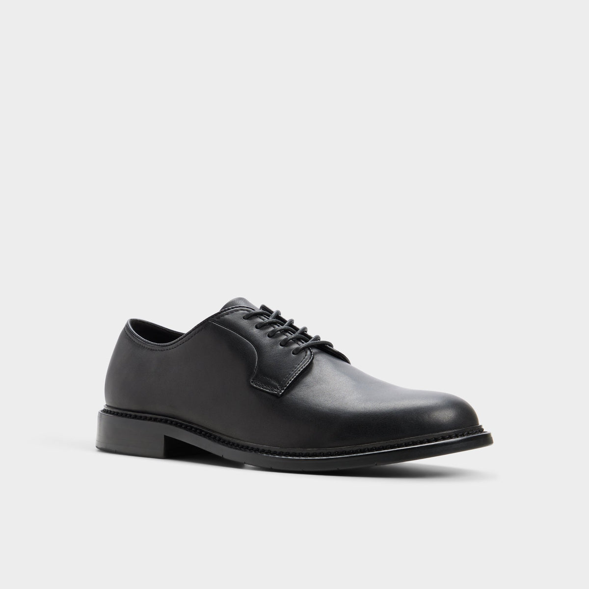 Three-quarter angle of Black Sorento Derby shoe's front side