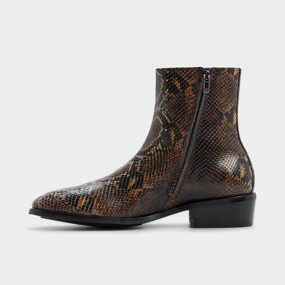Side view of Brown multi Amur Ankle boot