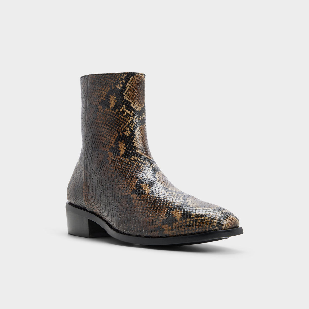 Three-quarter angle of Brown multi Amur Ankle boot's front side