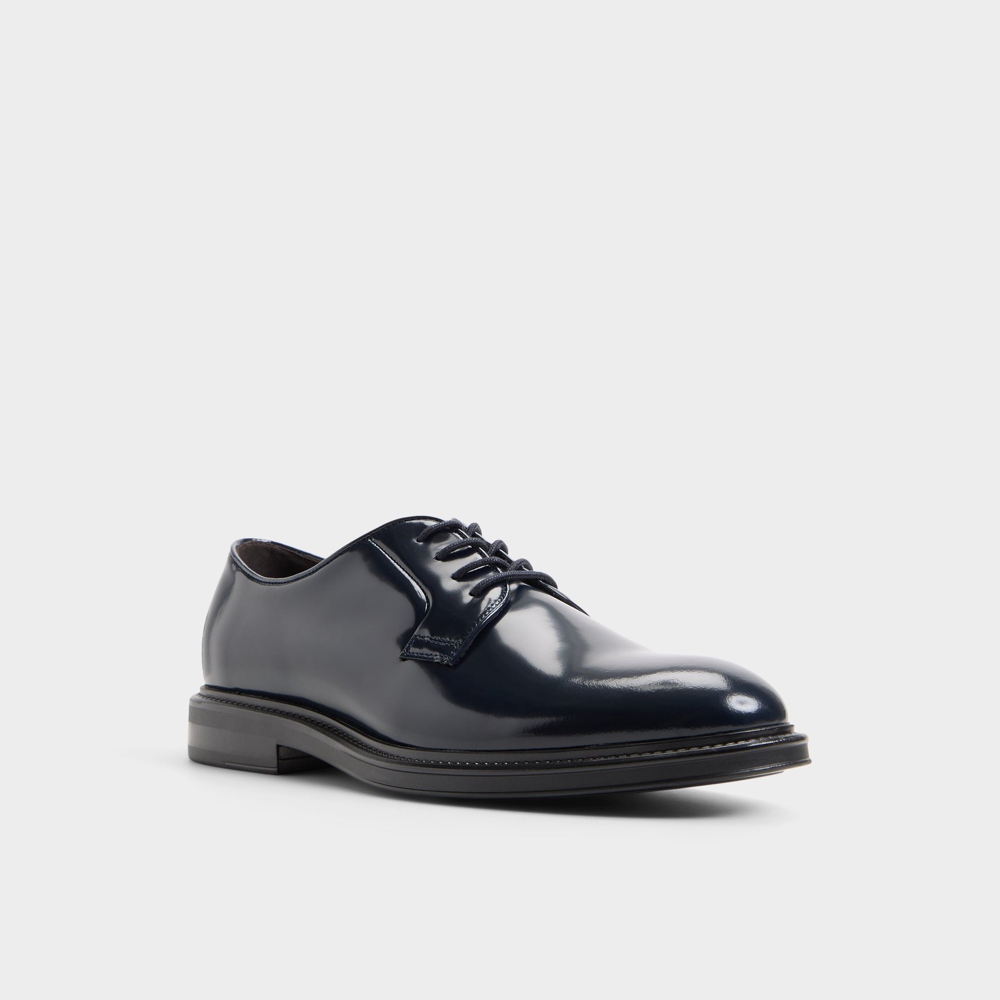 Three-quarter angle of Navy Kay Oxford shoe's front side