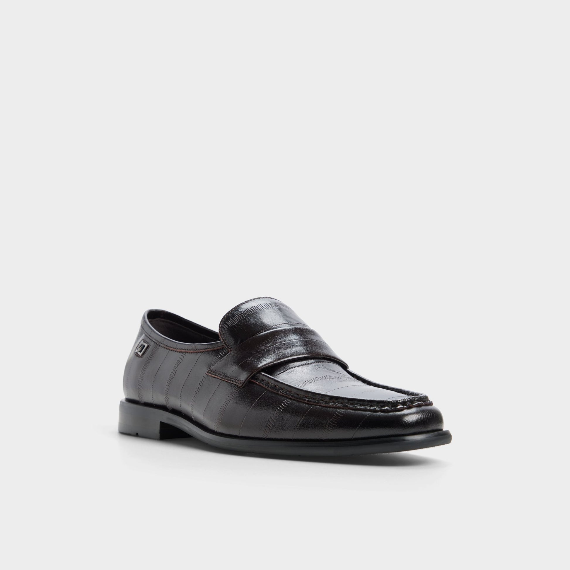 Three-quarter angle of Dark brown Emanuele Loafer's front side
