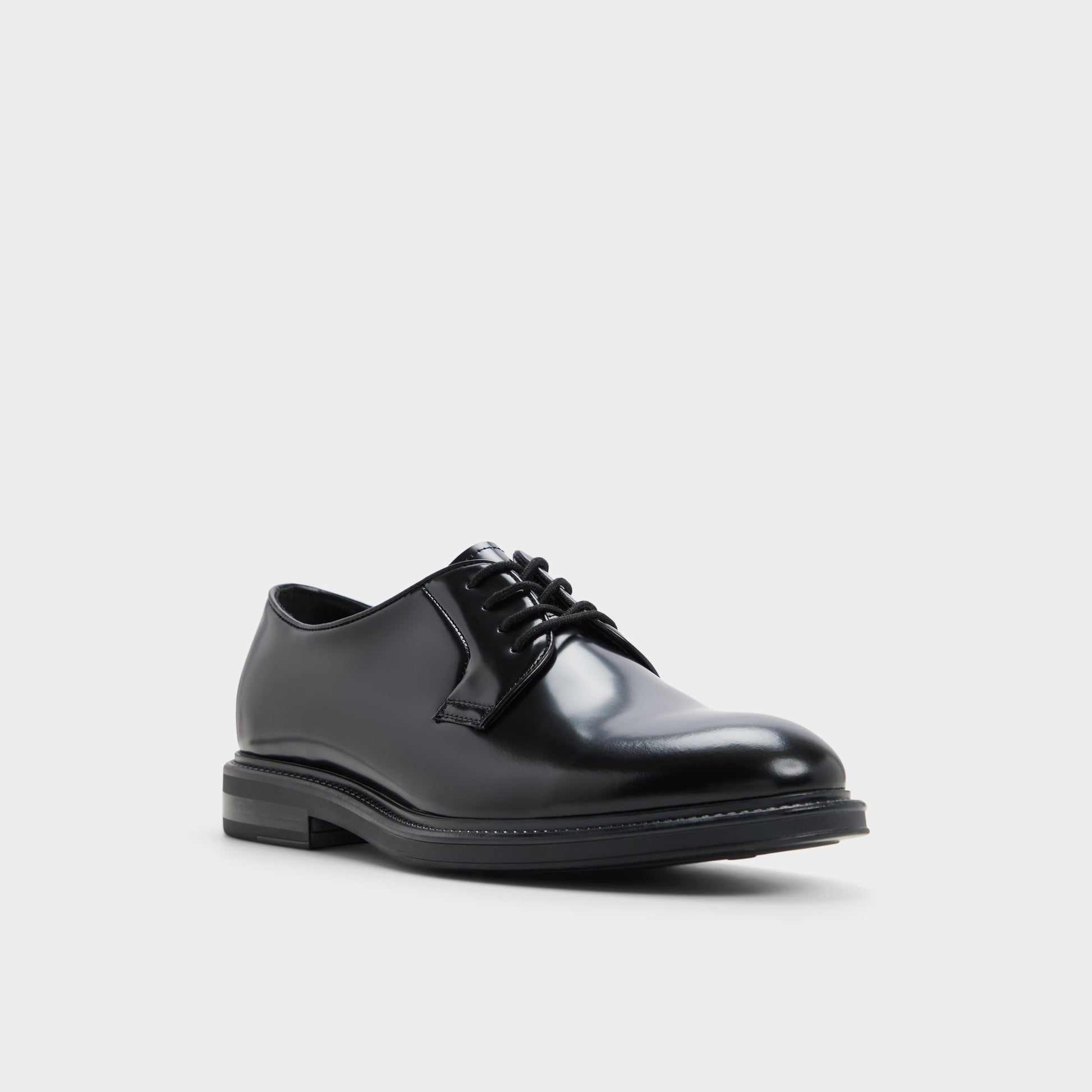 Three-quarter angle of Black Kay Oxford shoe's front side
