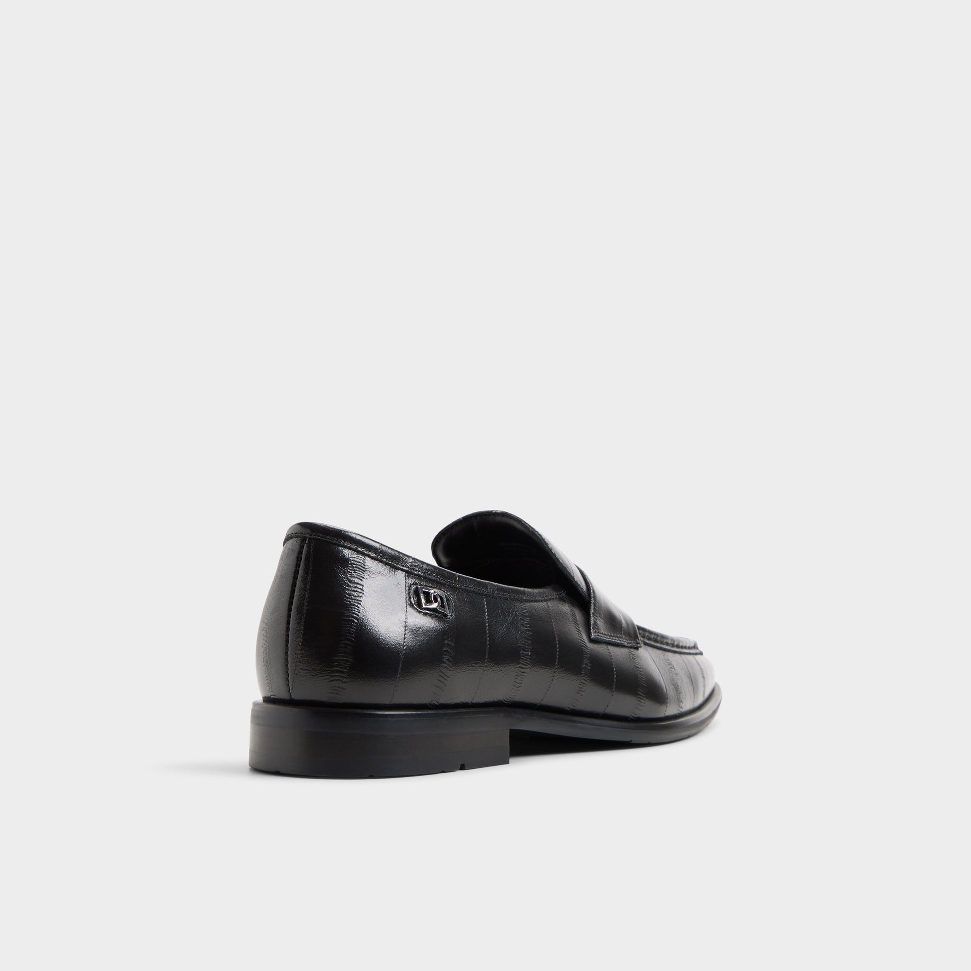 Three-quarter angle of Black Emanuele Loafer's back side