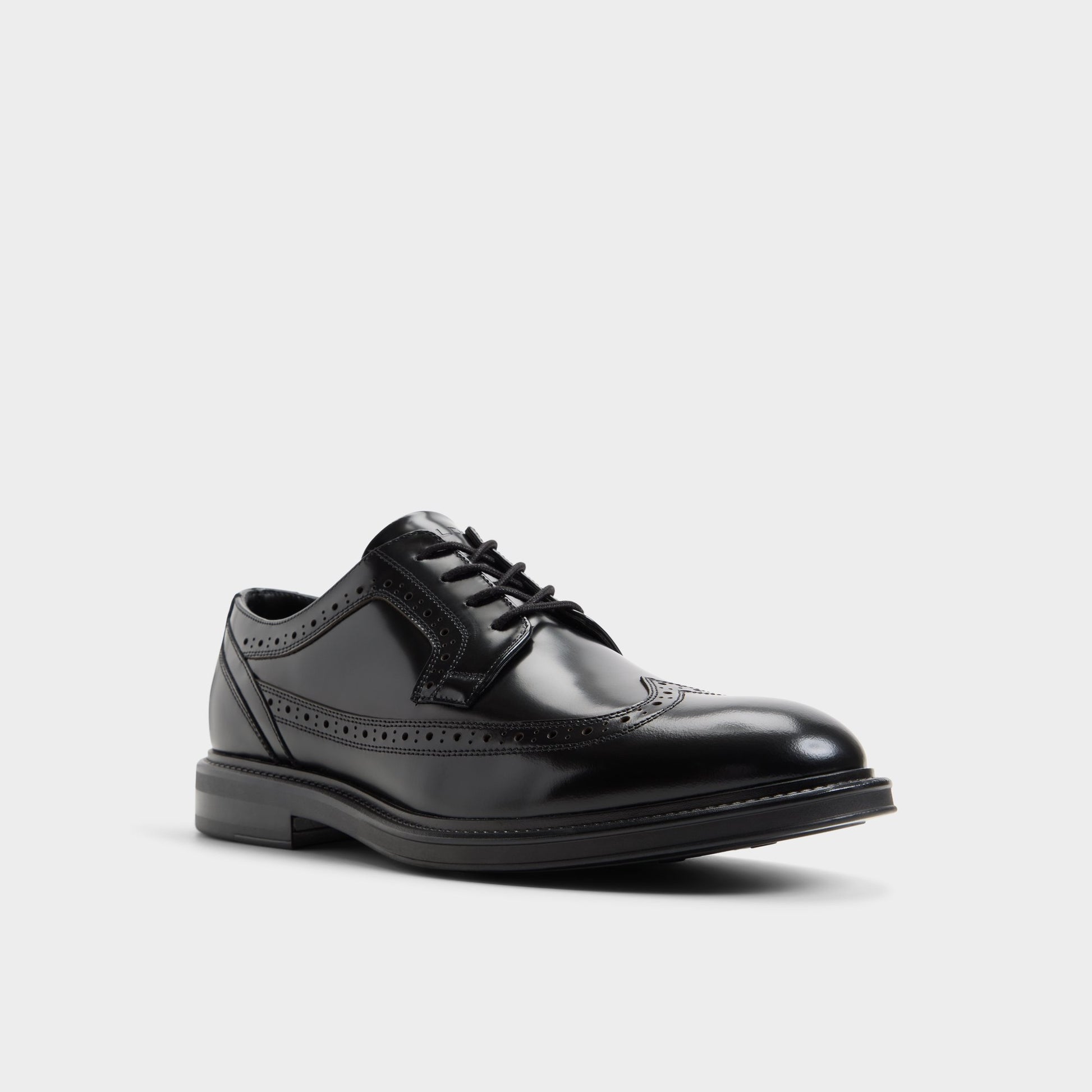 Three-quarter angle of Black Dave Oxford shoe's front side