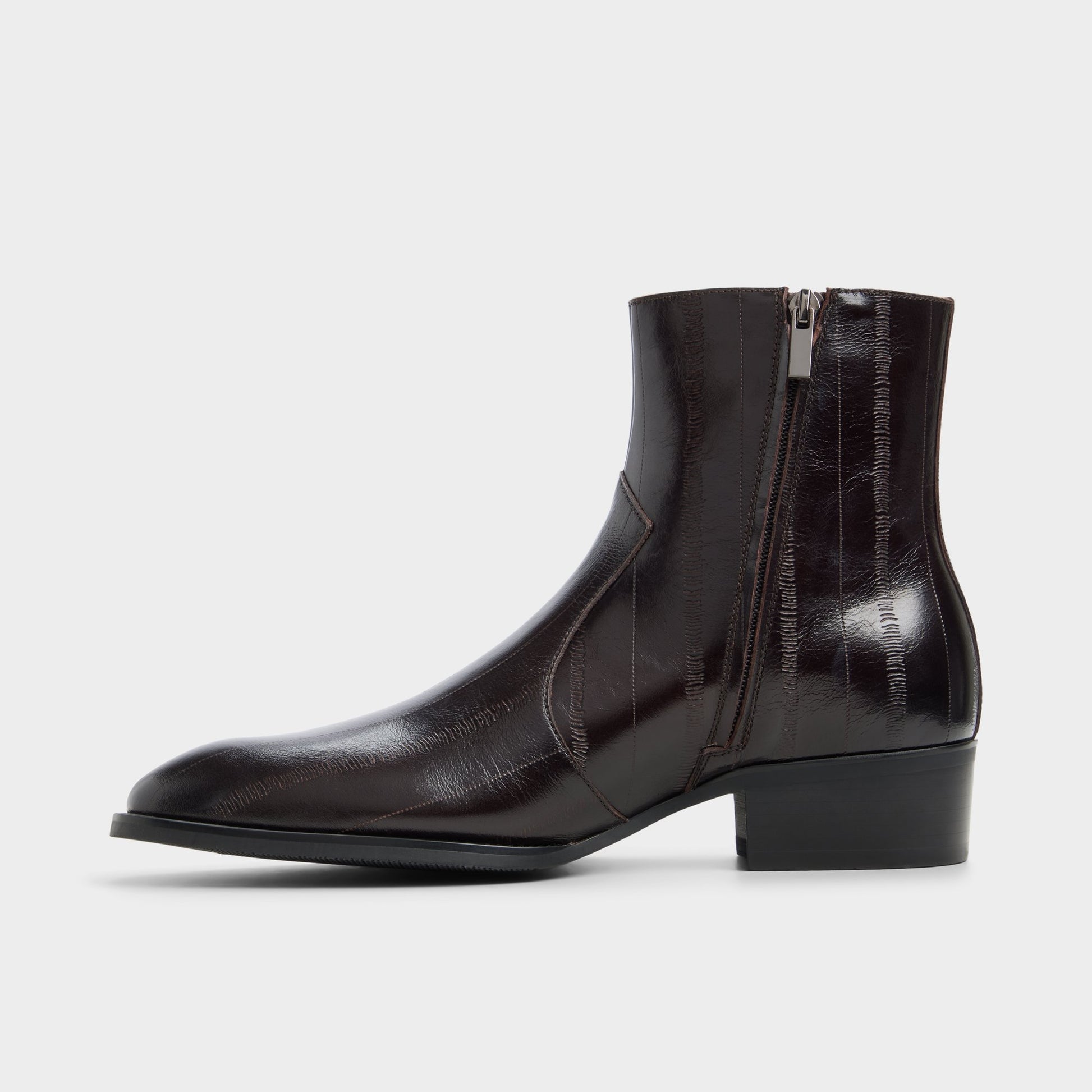 Side view of Dark brown Chander Ankle boot