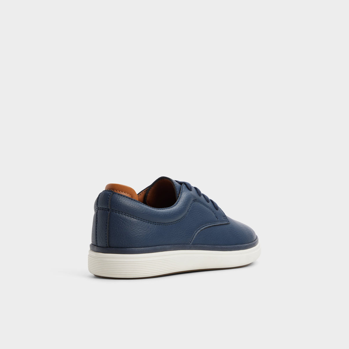 Three-quarter angle of Navy Ted Low top sneaker's back side
