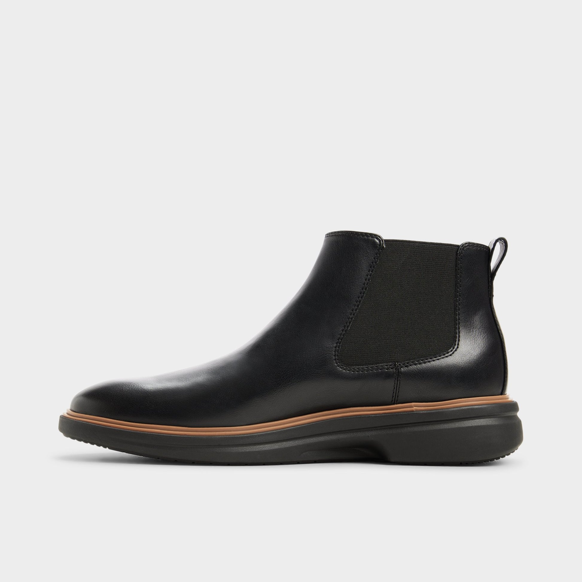 Side view of Black Pete Chelsea boot