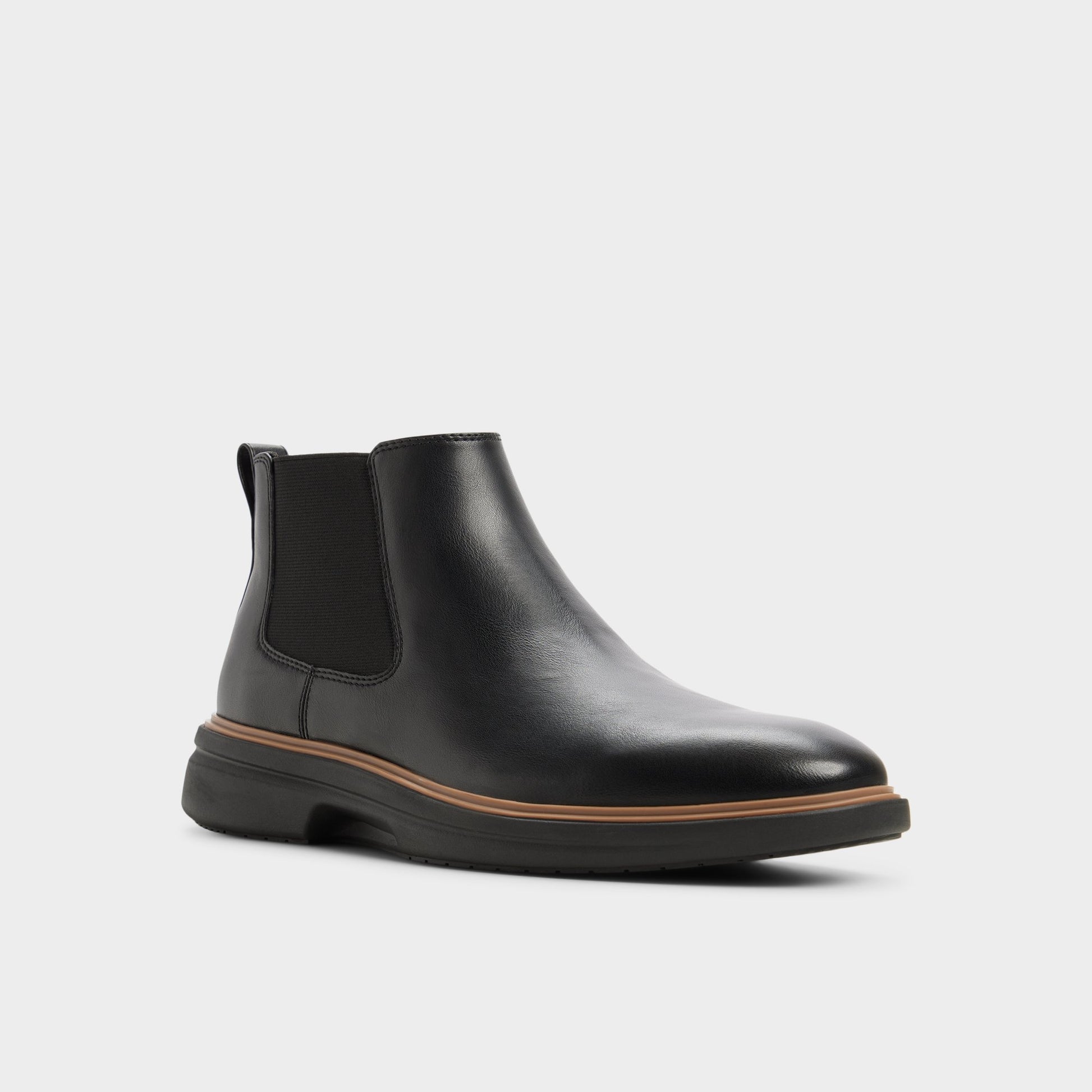 Three-quarter angle of Black Pete Chelsea boot's front side