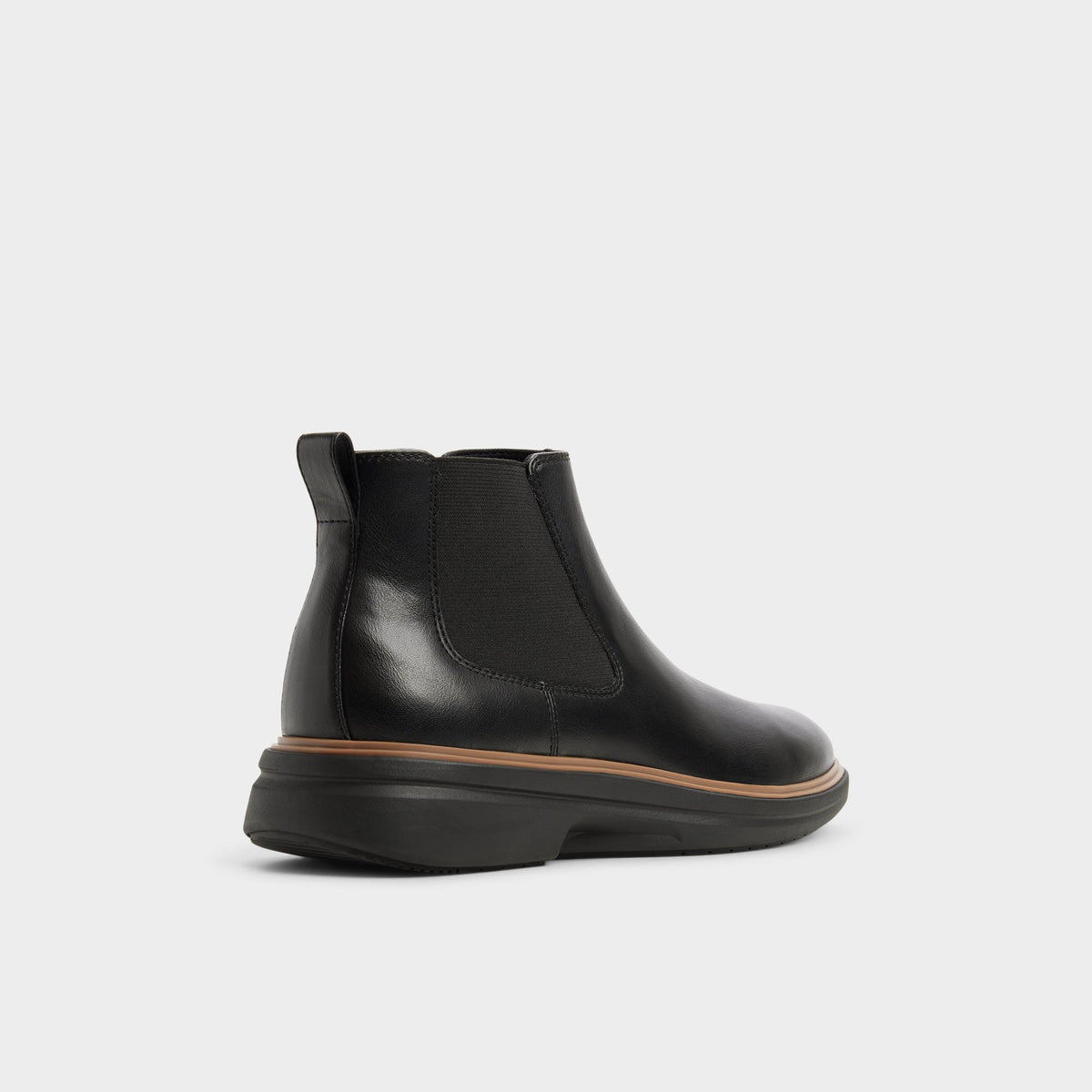 Three-quarter angle of Black Pete Chelsea boot's back side