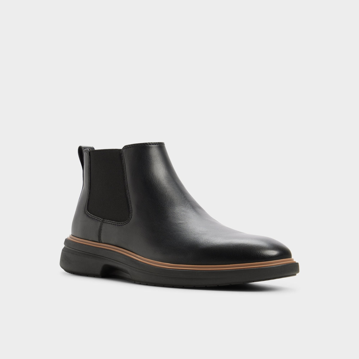 Three-quarter angle of Black Pete Chelsea boot's front side