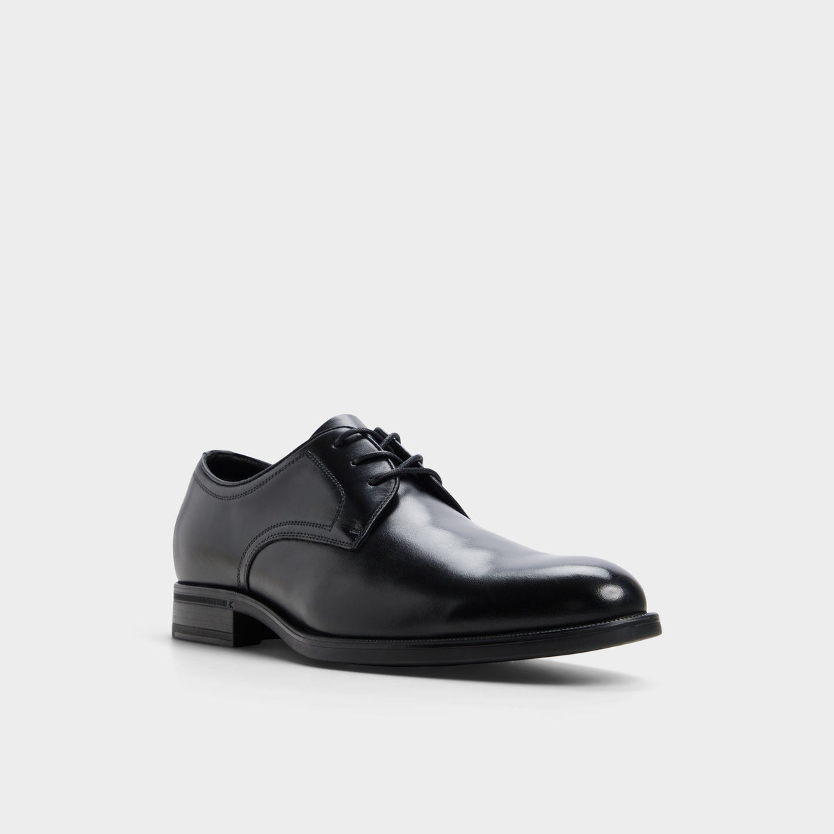 Three-quarter angle of Black Nikolai Derby shoe's front side