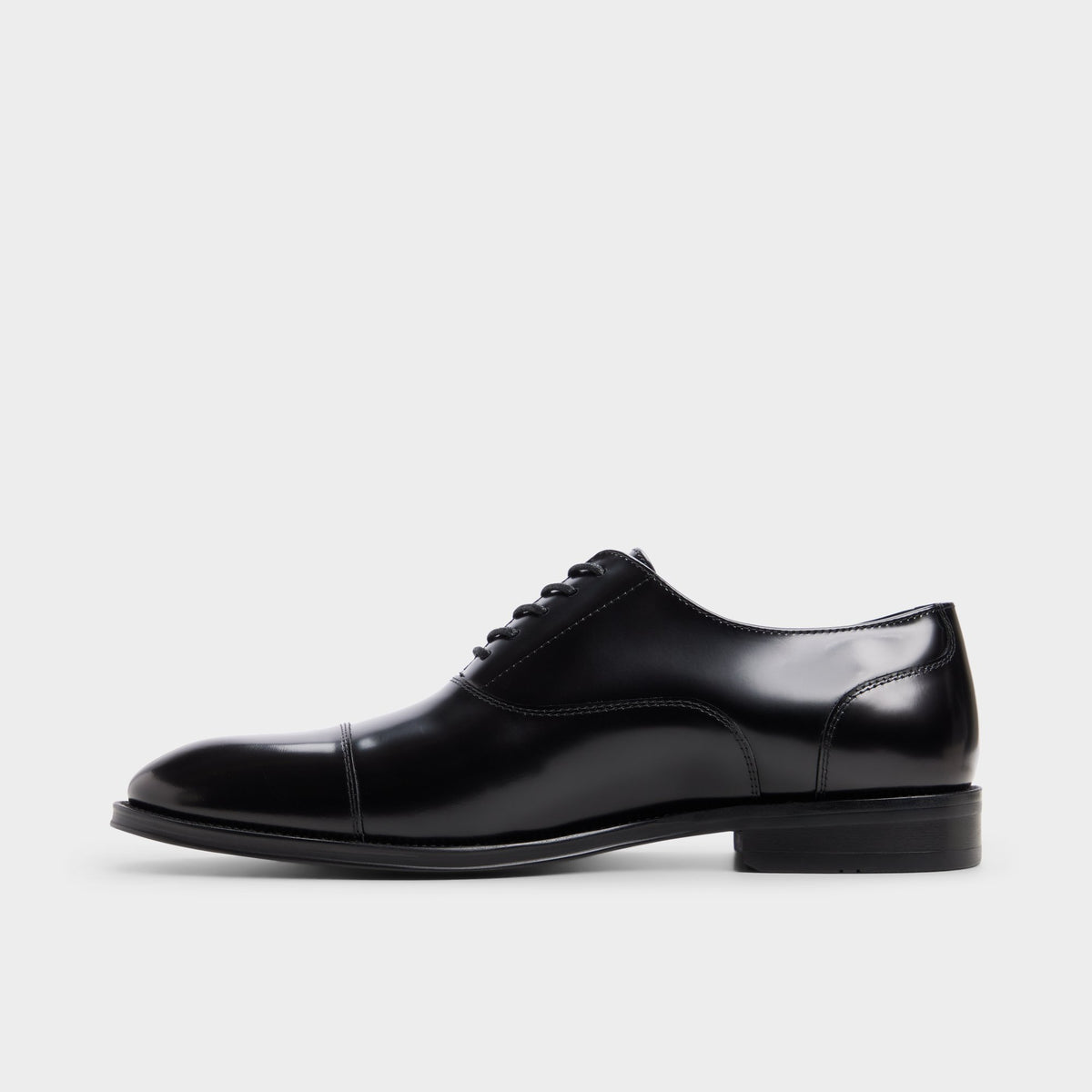 Side view of Open black Fez Oxford shoe