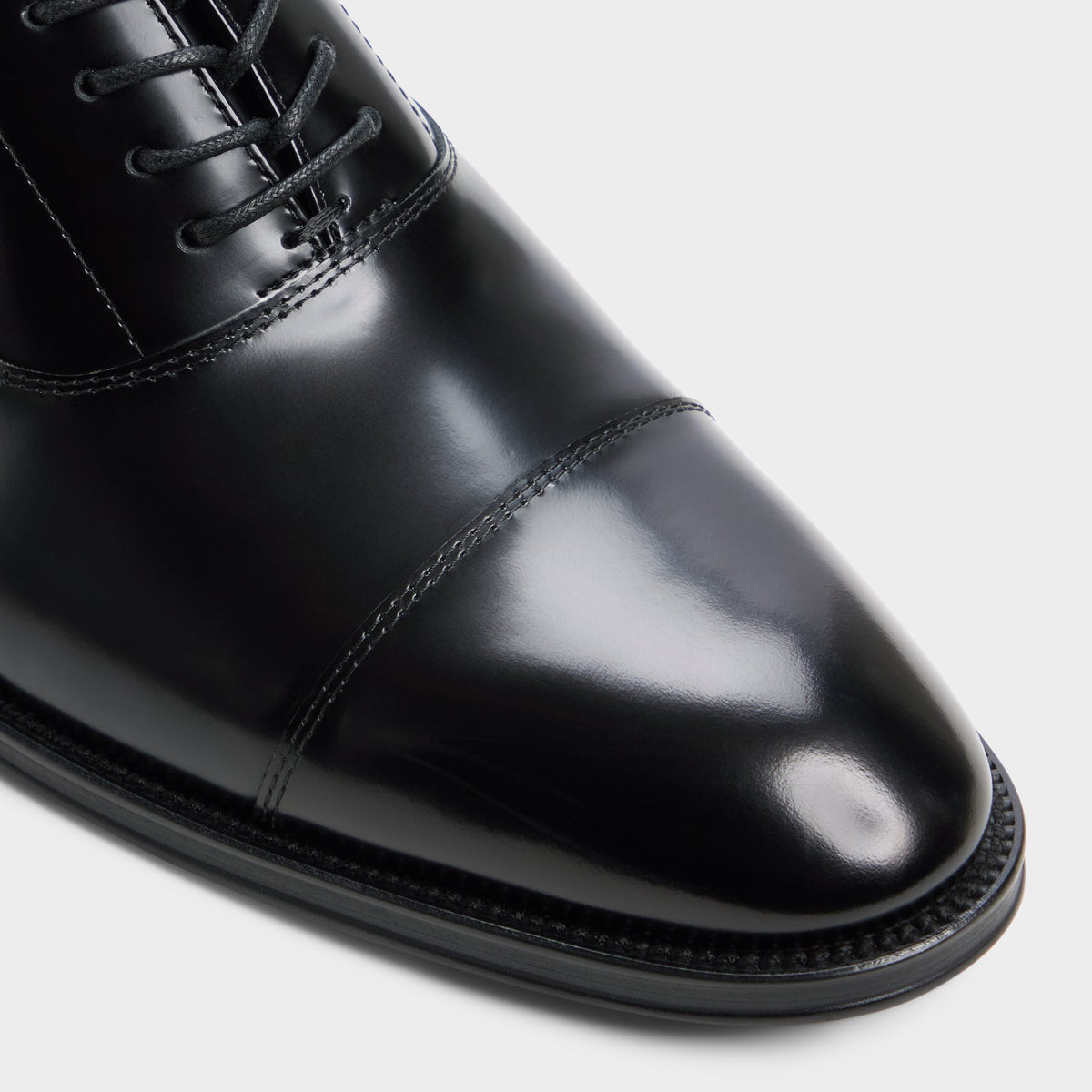 Close-up of the Open black Fez Oxford shoe