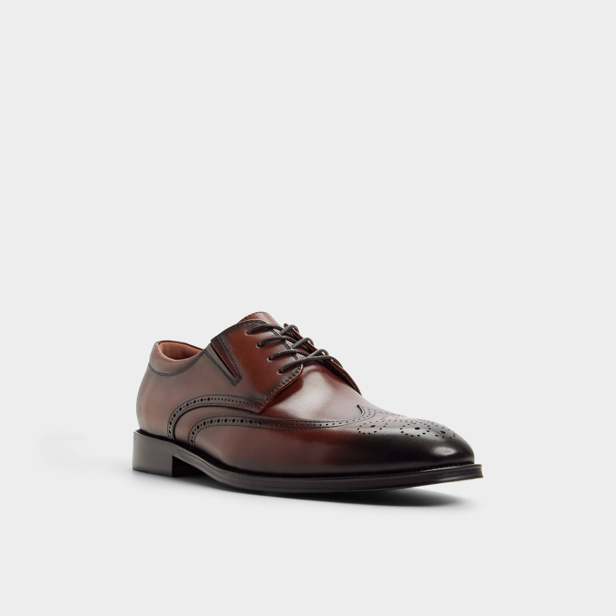 Three-quarter angle of Brown Valen Brogue lace-up shoe's front side