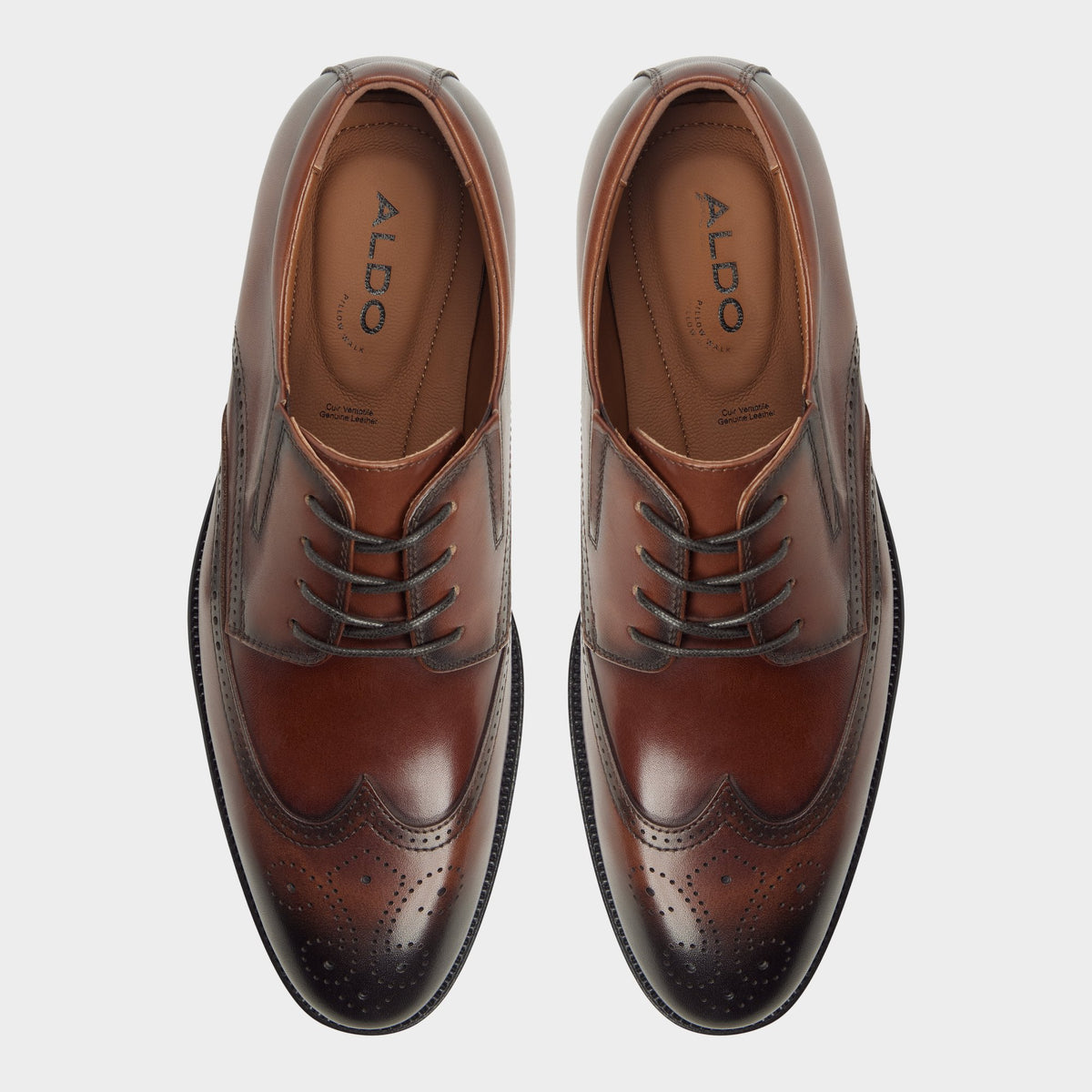 Top-down view of the Brown Valen Brogue lace-up shoe