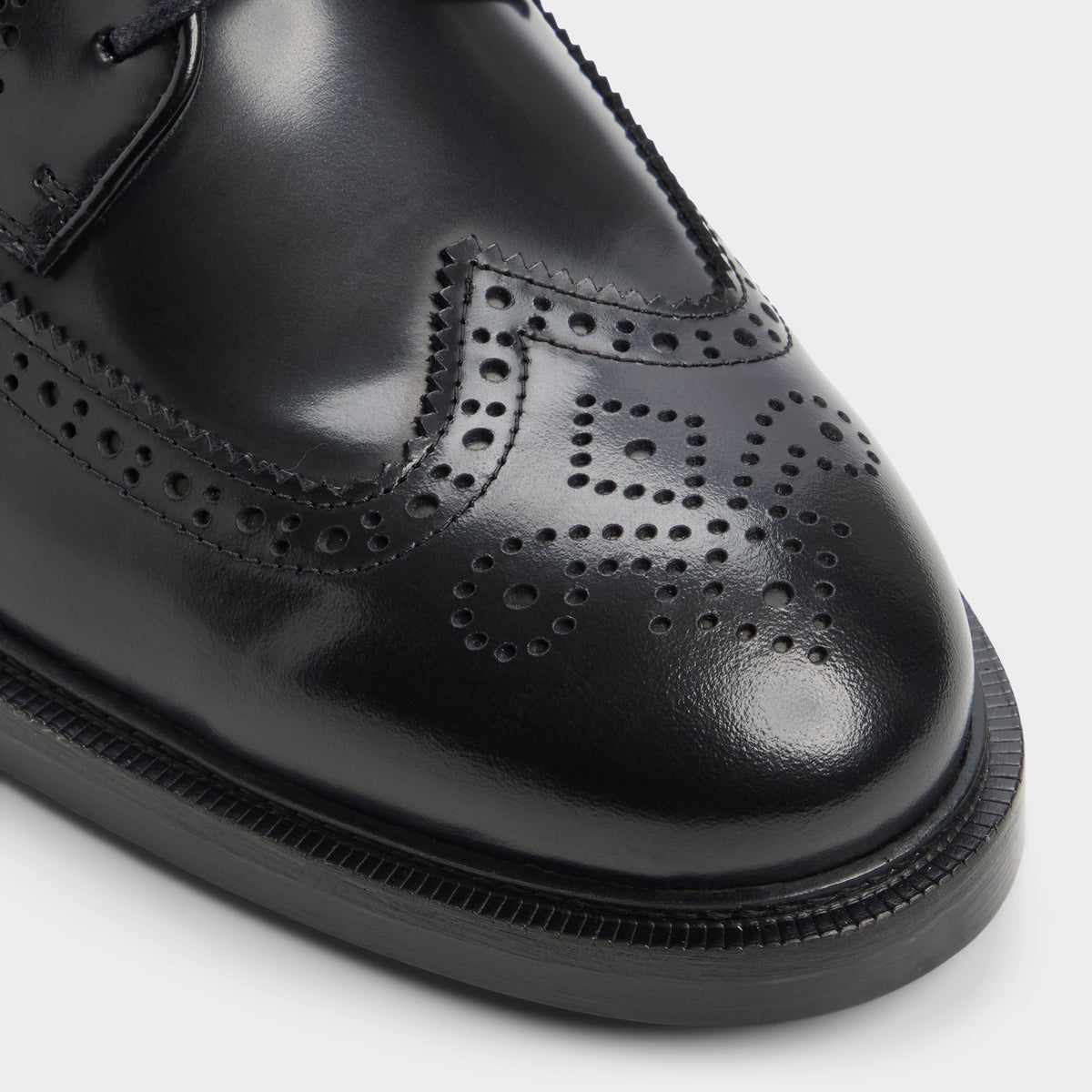 Close-up of the Black Jarvi Brogue lace-up shoe