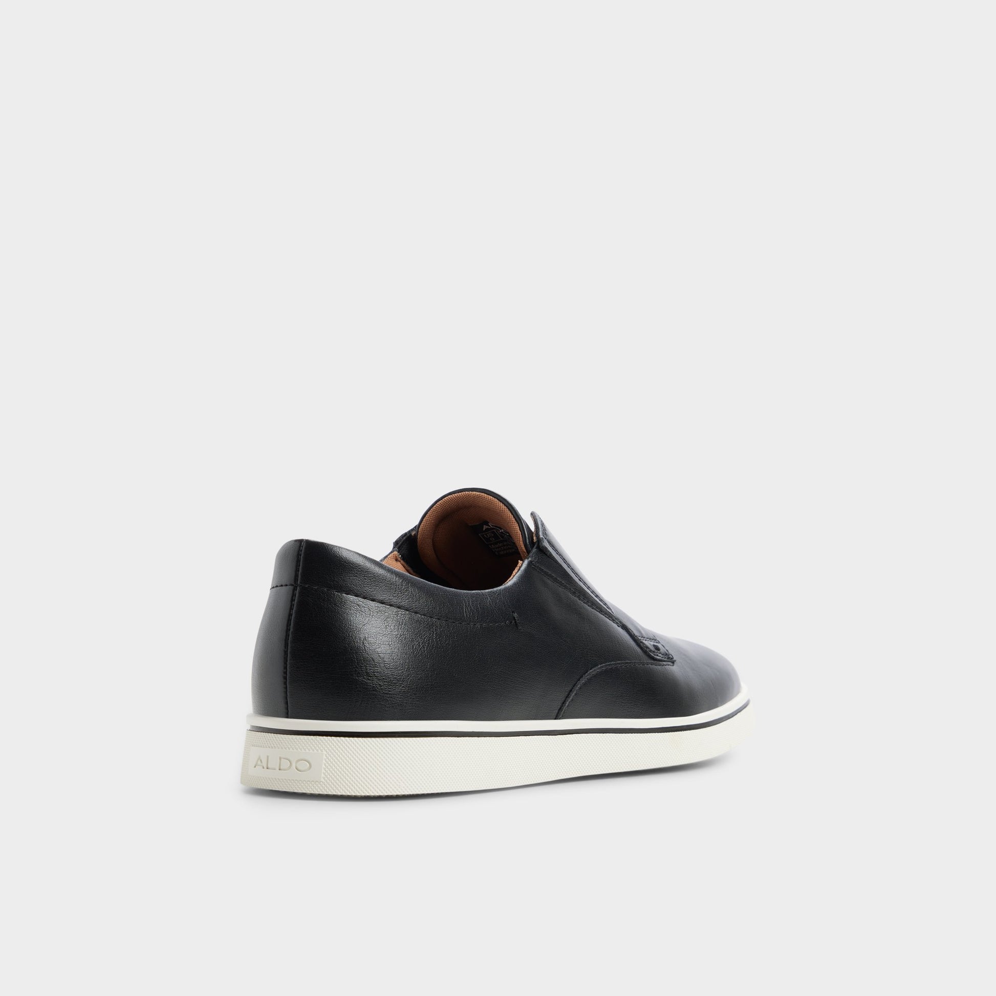 Three-quarter angle of Black Enio Slip-on sneaker's back side