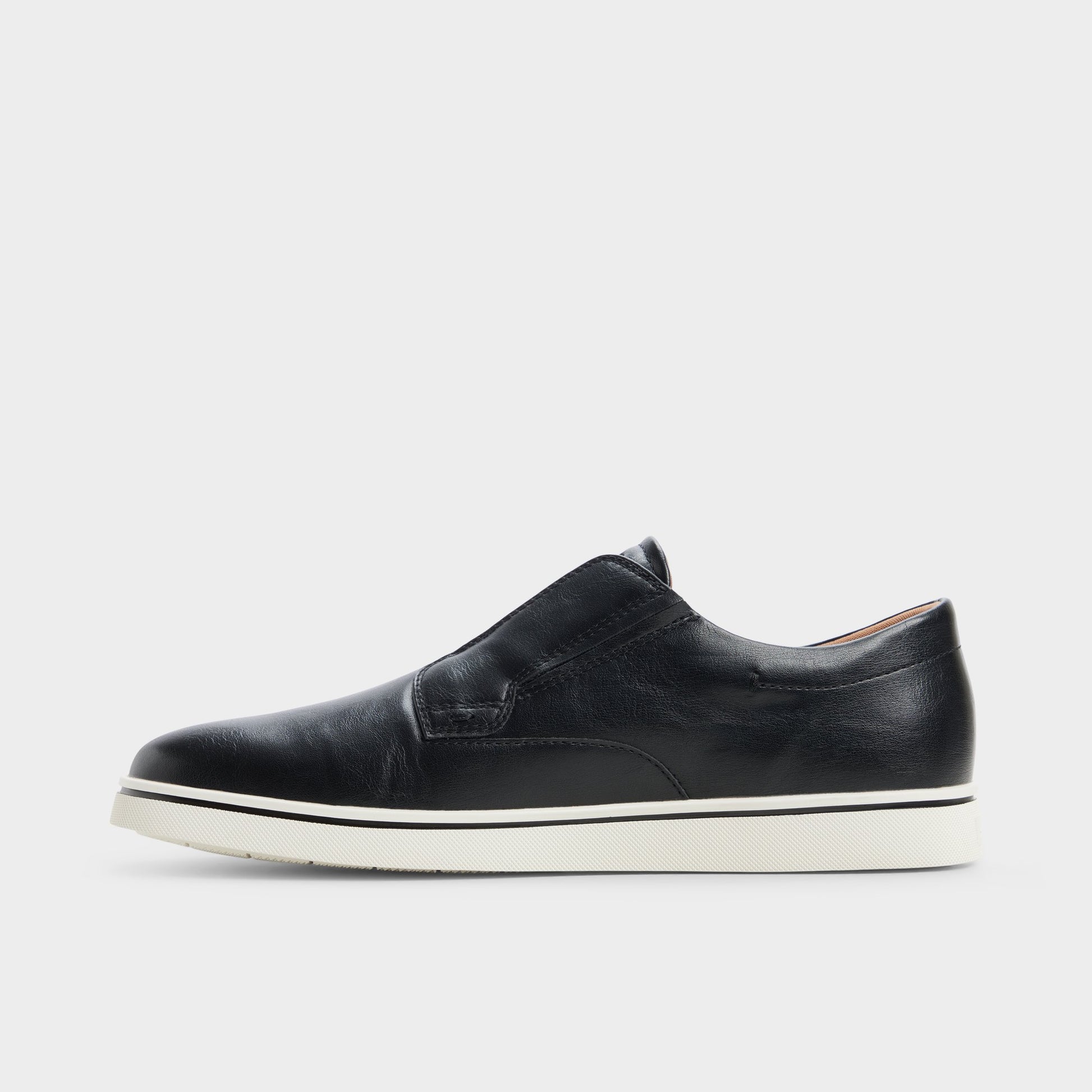 Side view of Black Enio Slip-on sneaker