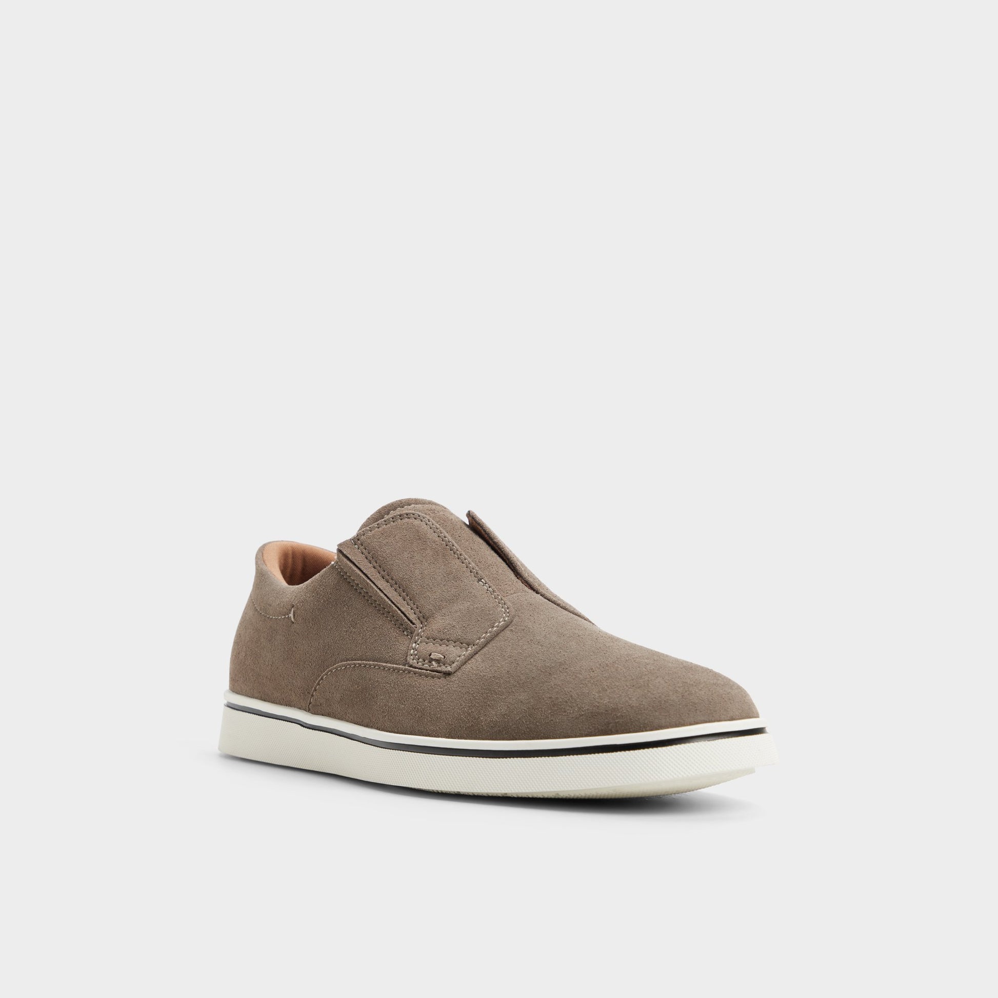 Three-quarter angle of Medium grey Enio Slip-on sneaker's front side