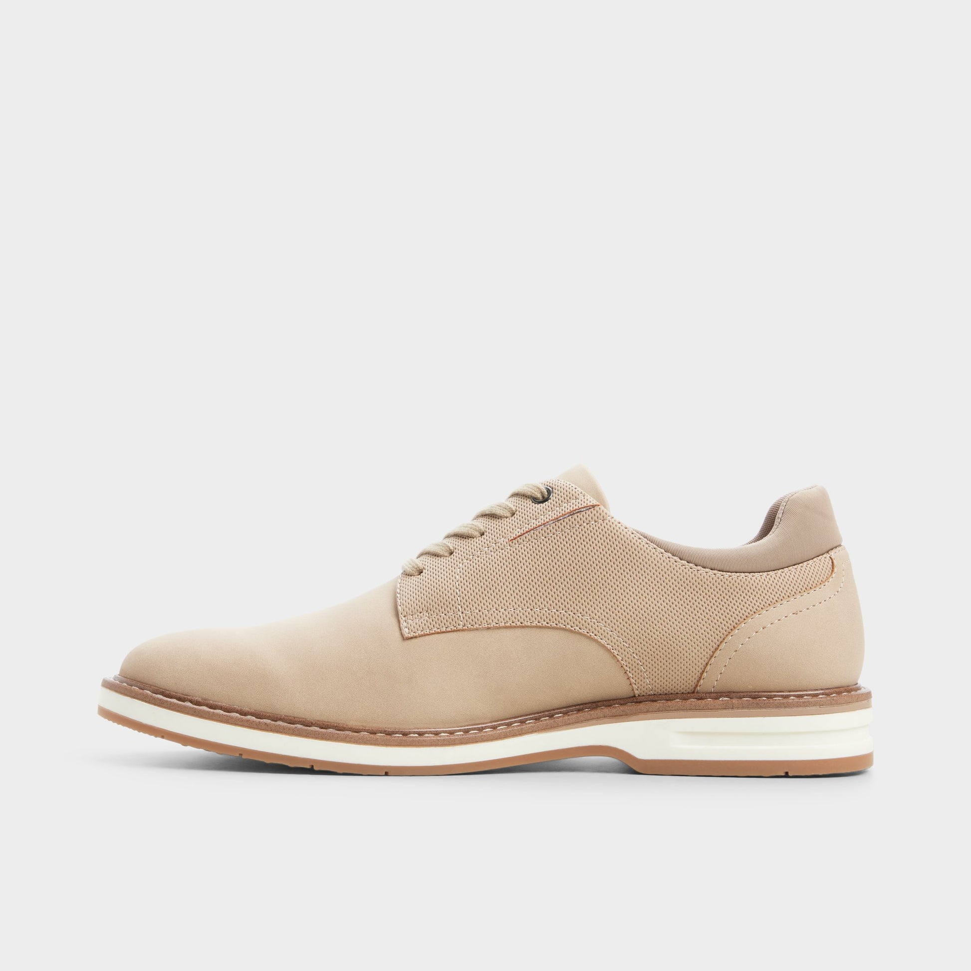 Side view of Taupe Terrano Oxford shoe