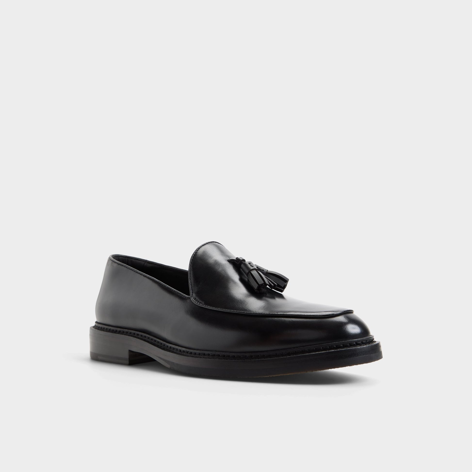 Three-quarter angle of Black Gaston Loafer's front side