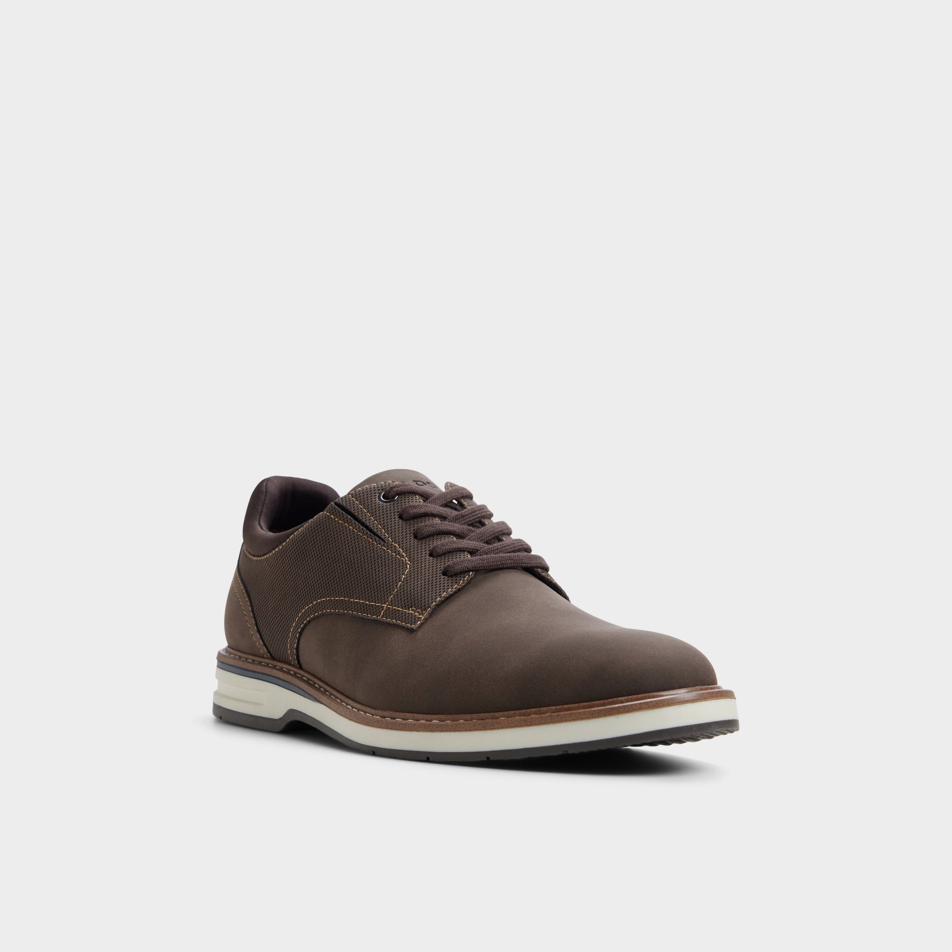 Three-quarter angle of Dark brown Terrano Oxford shoe's front side