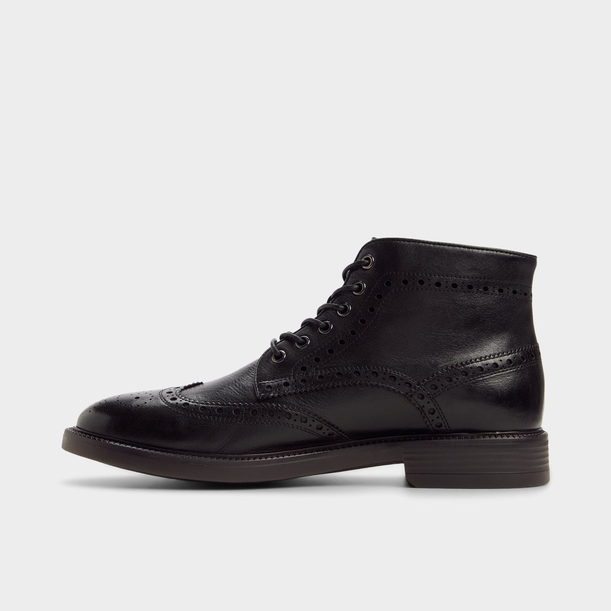 Side view of Black Colombo Brogue ankle boot