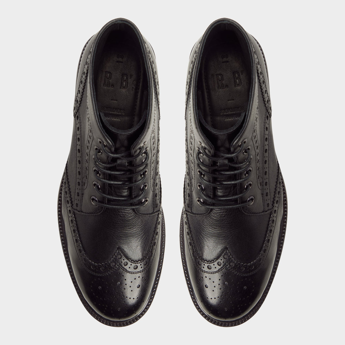 Top-down view of the Black Colombo Brogue ankle boot