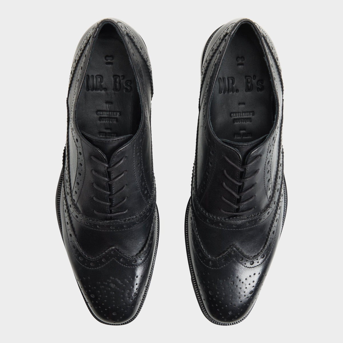 Top-down view of the Black Fillipo Brogue lace-up shoe