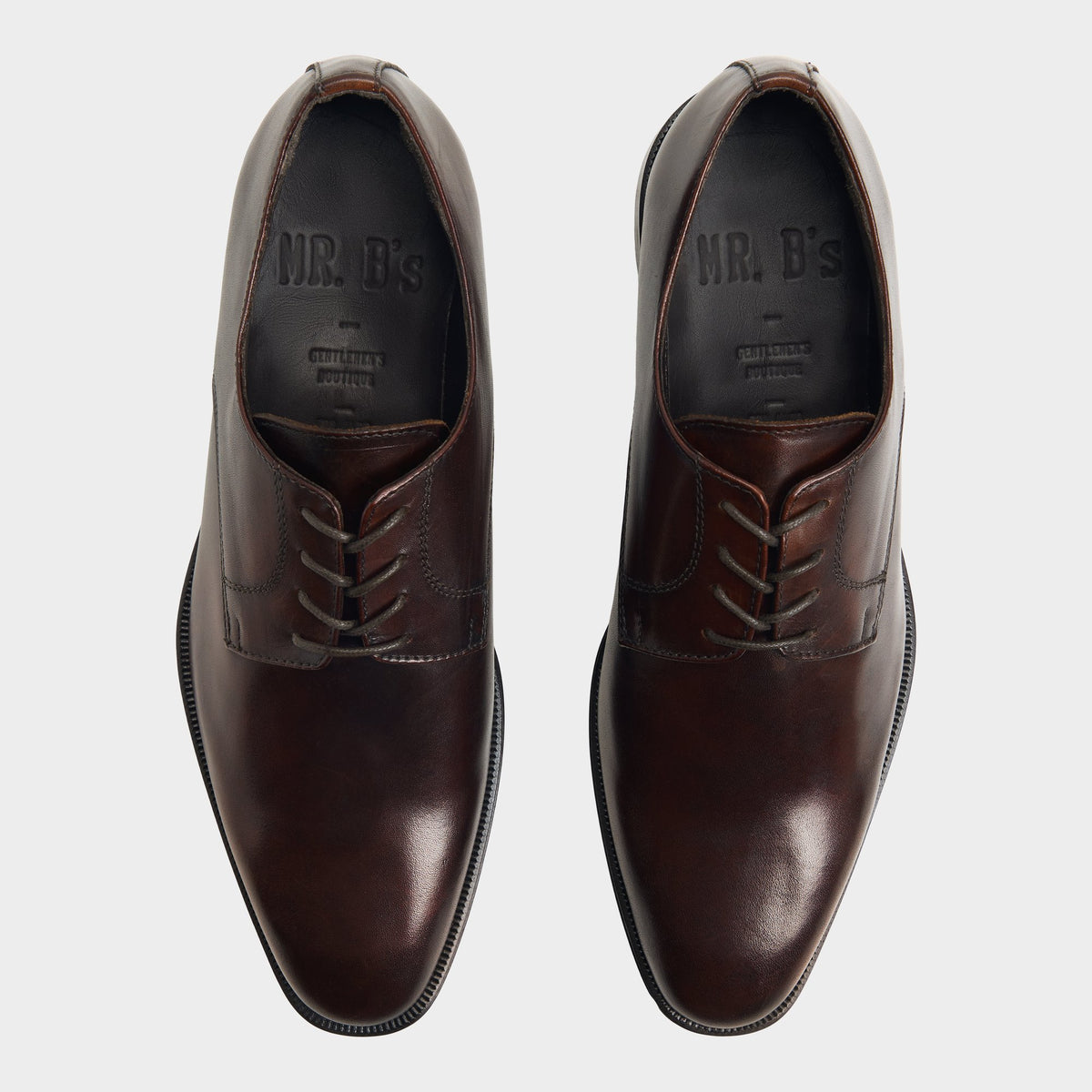 Top-down view of the Brown Benardo Derby shoe
