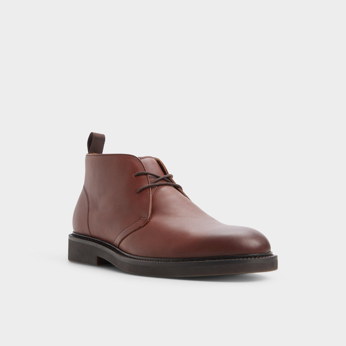 Three-quarter angle of Brown Tomasi Chukka boot's front side
