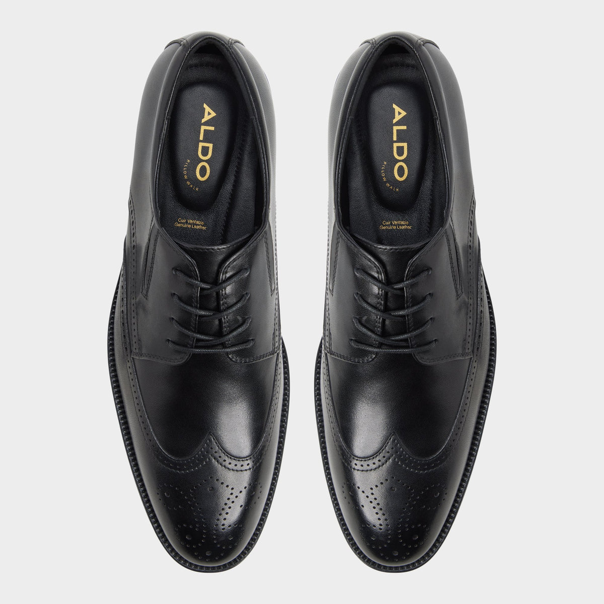 Top-down view of the Black Valen Brogue lace-up shoe