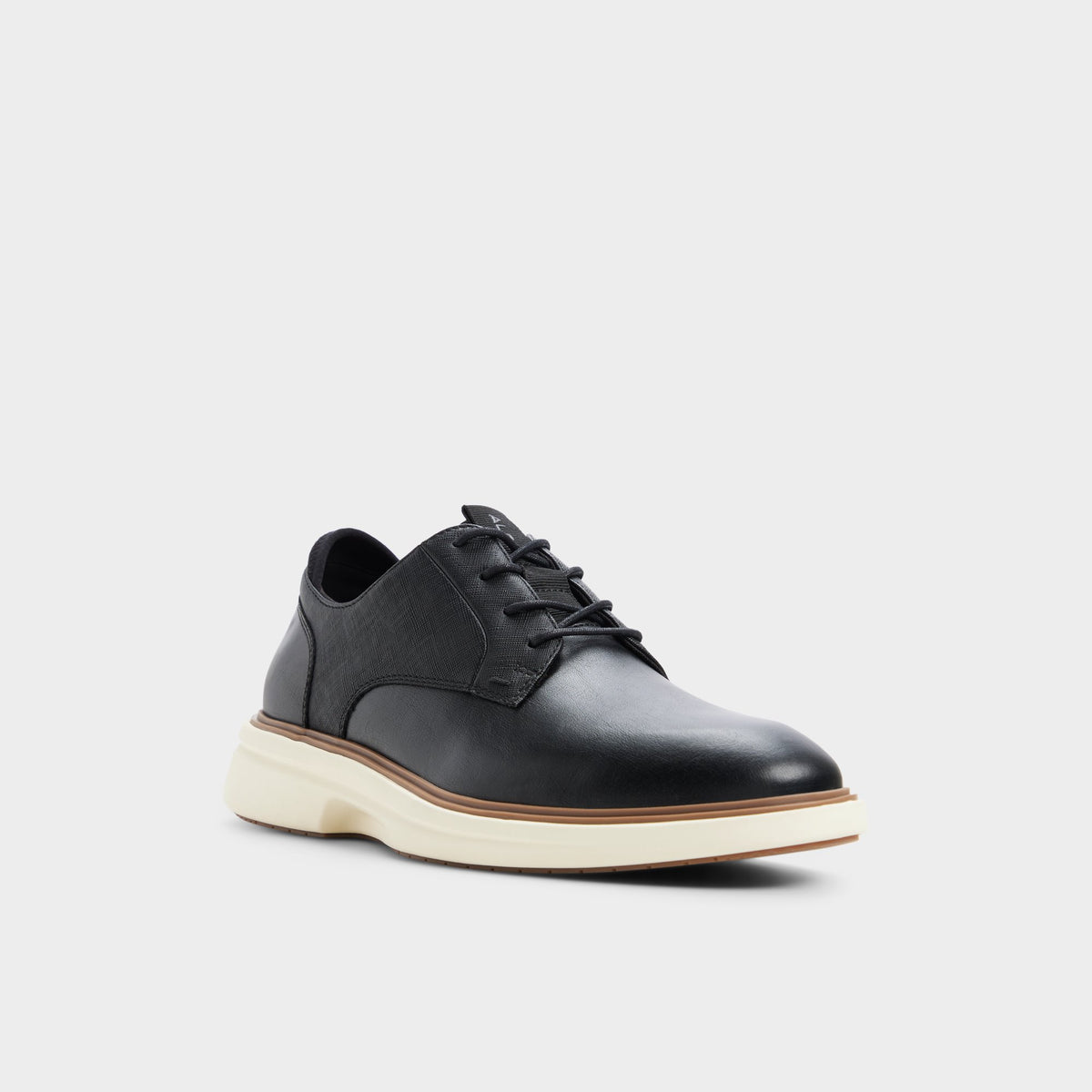 Three-quarter angle of Black Tadeo Oxford shoe's front side