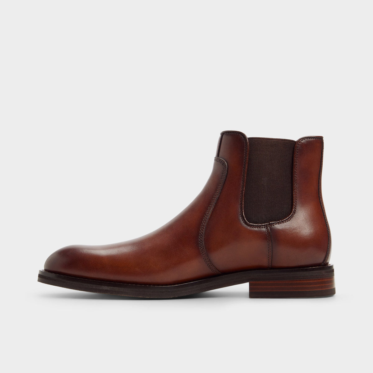 Side view of Medium brown Bartell Chelsea boot