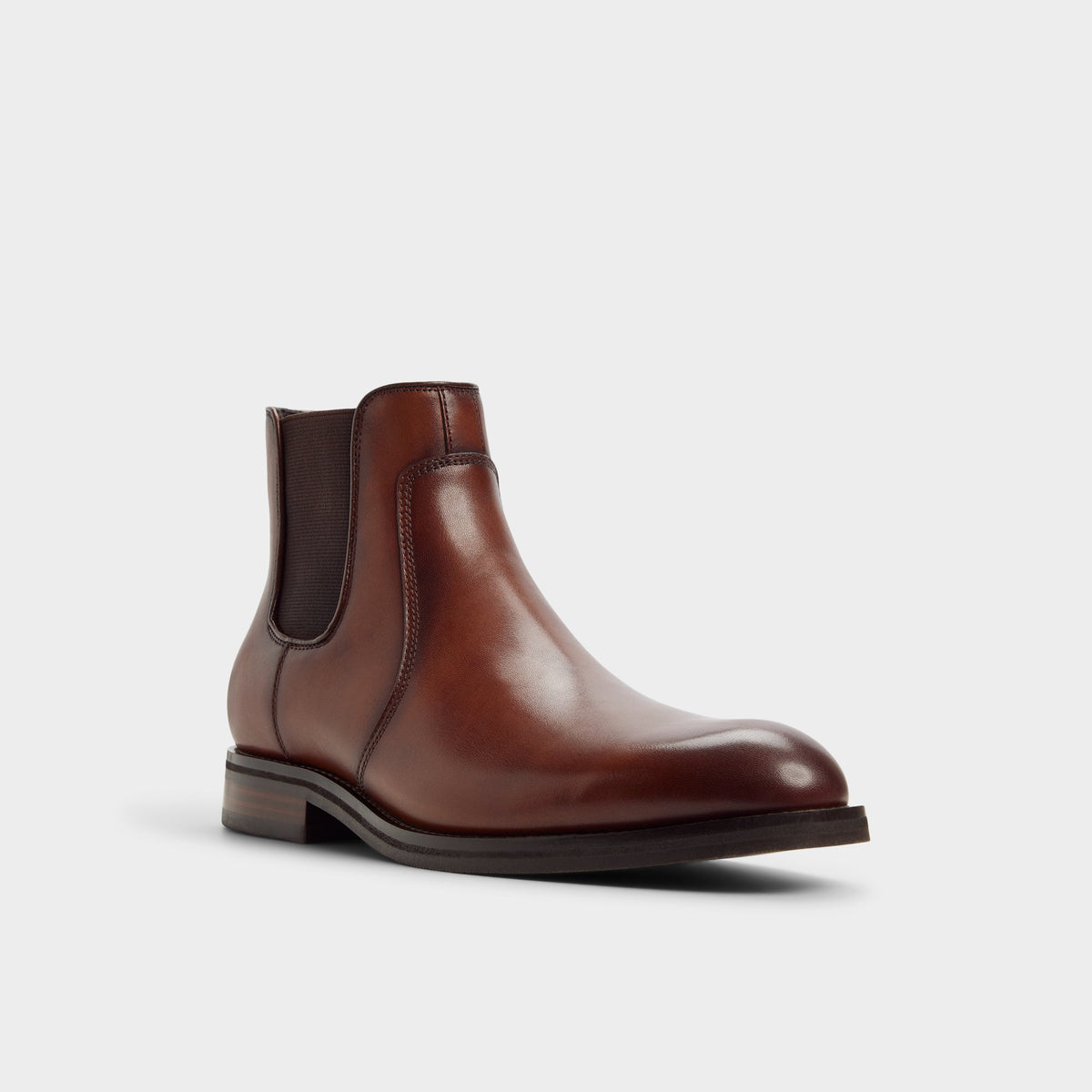 Three-quarter angle of Medium brown Bartell Chelsea boot's front side