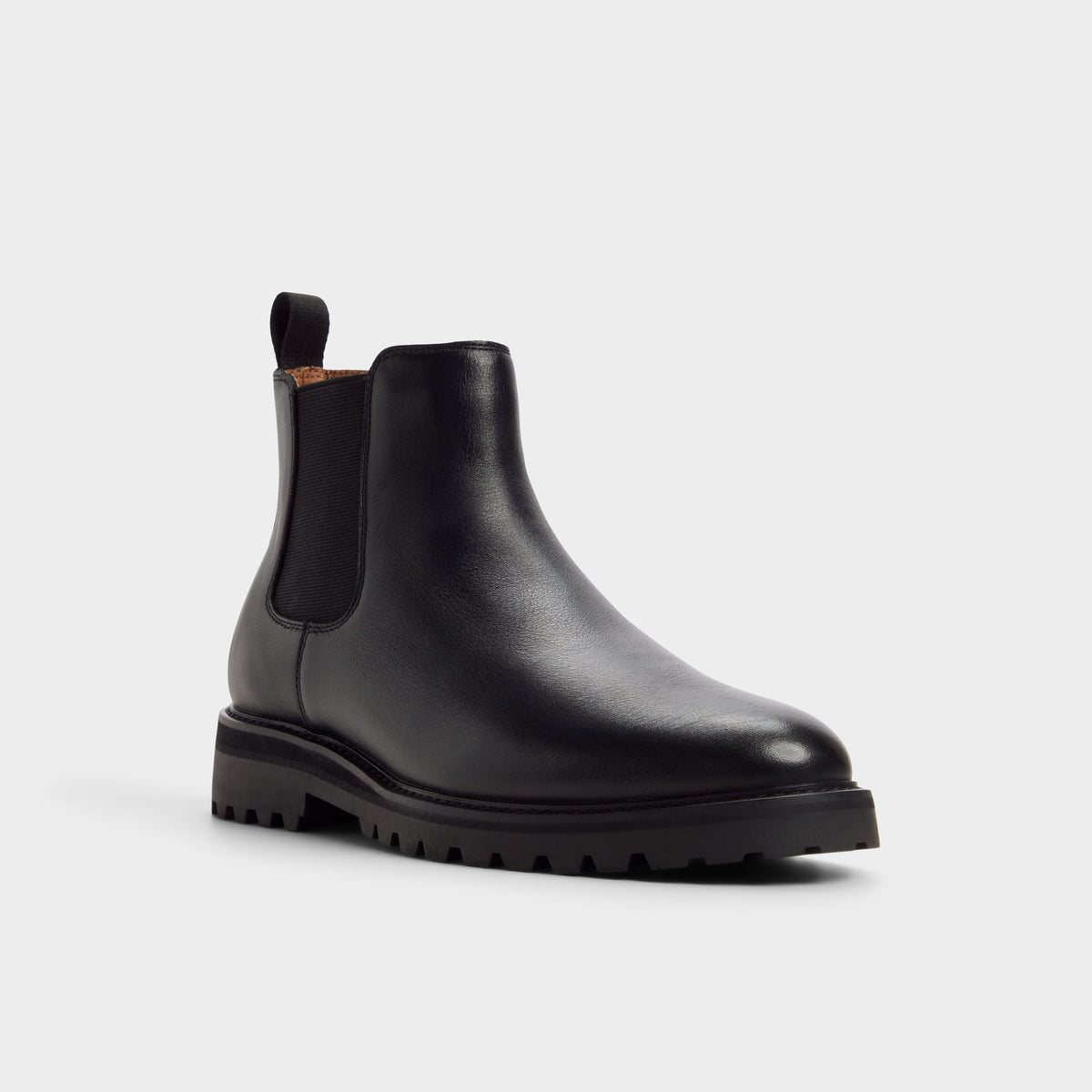Three-quarter angle of Black Hayton Chelsea boot's front side