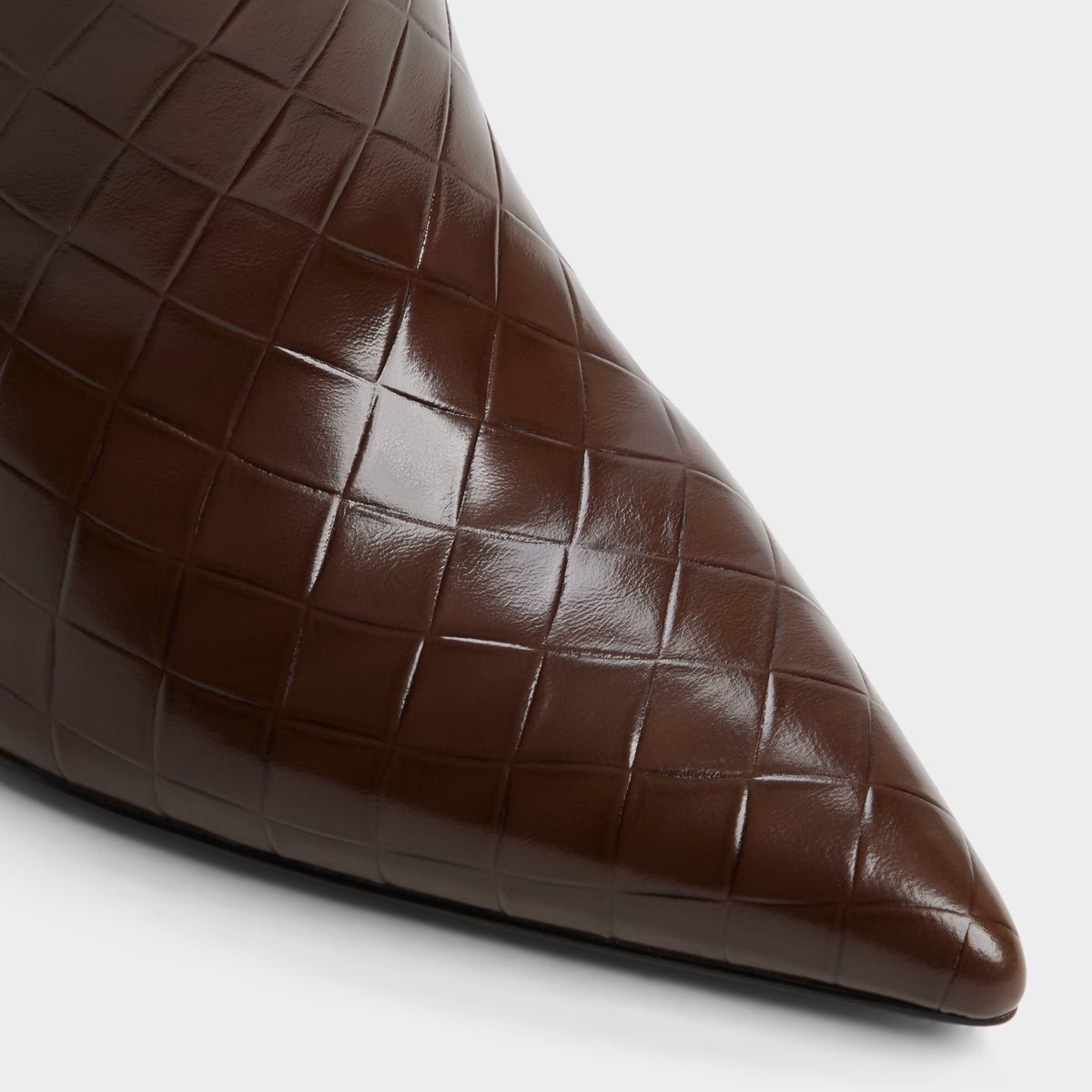 Close-up of the Dark brown Hillsdon Stiletto heel over-the-knee boot