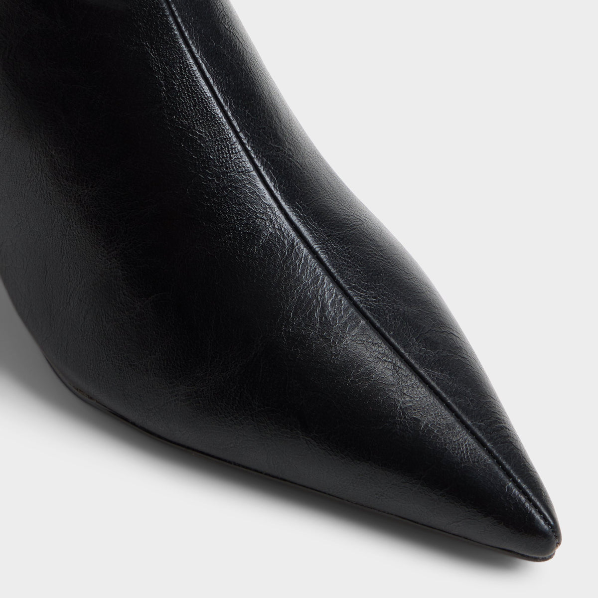 Close-up of the Black Calain Wedge heel mid-calf boot