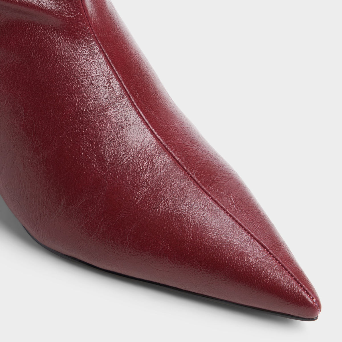 Close-up of the Dark red Calain Wedge heel mid-calf boot